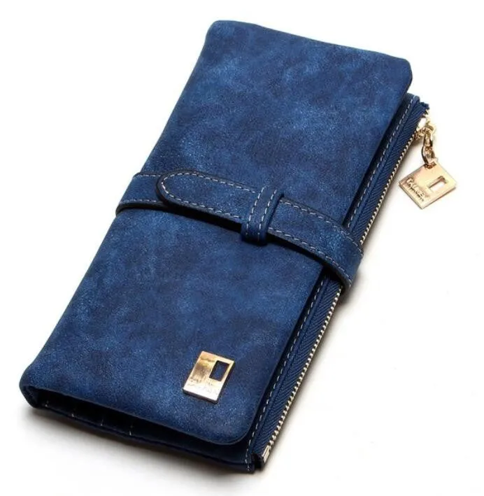 2018 New Fashion Women Wallets Drawstring Nubuck Leather Zipper Wallet Women'S Long Design Purse