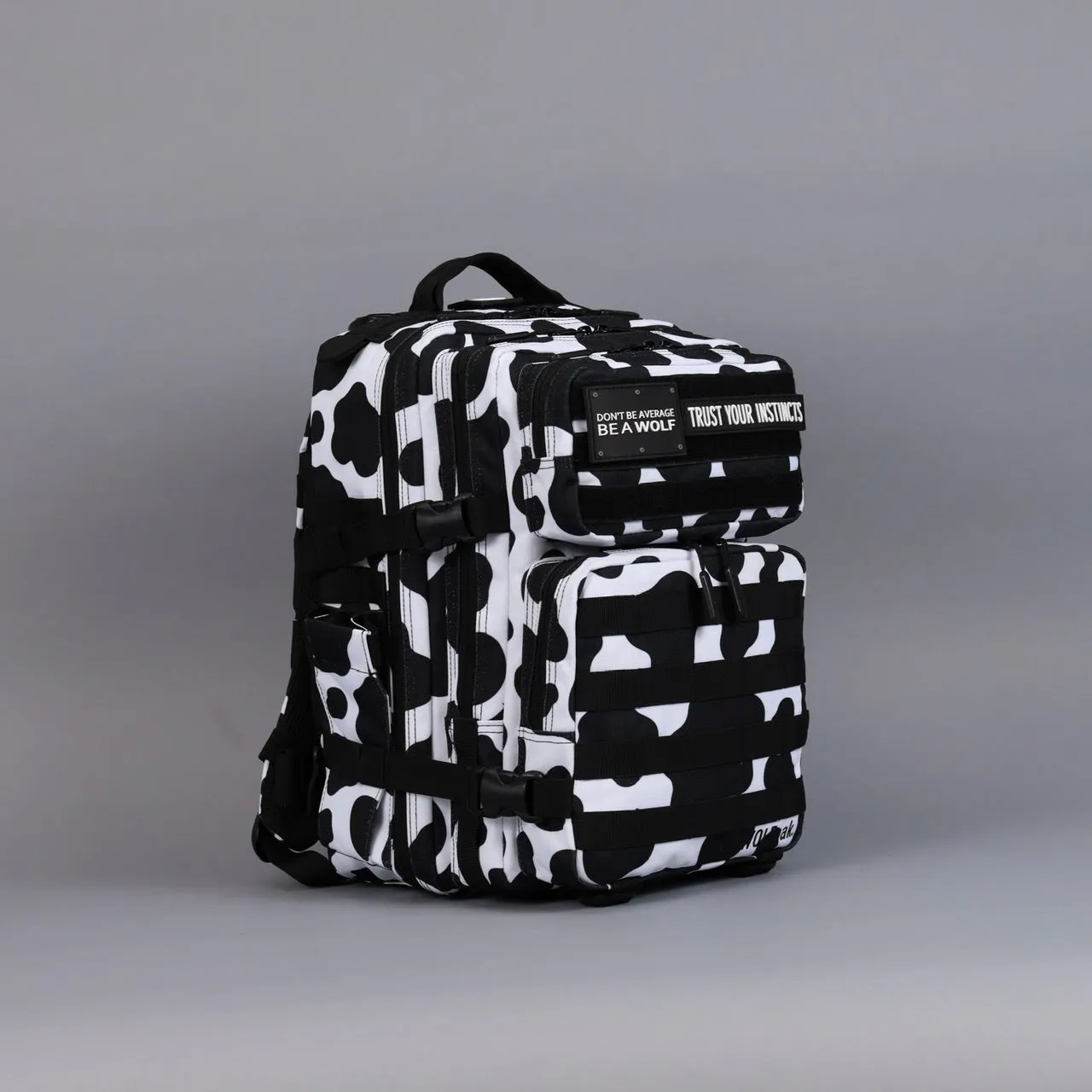 25L Backpack Black White Cow