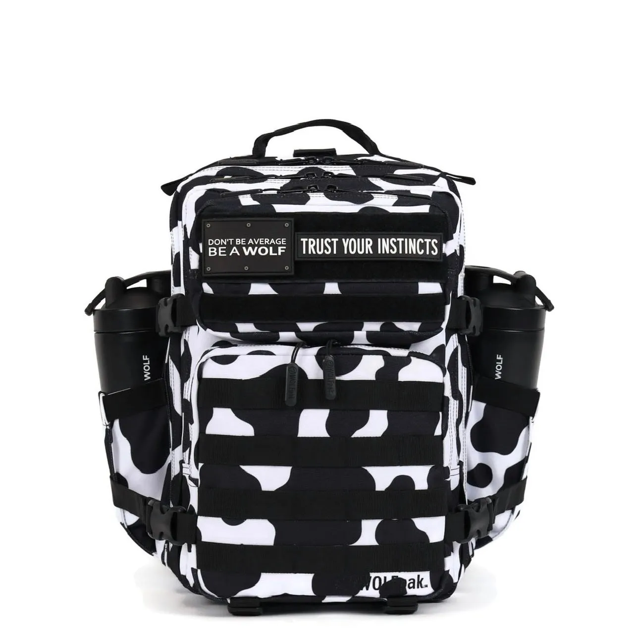 25L Backpack Black White Cow