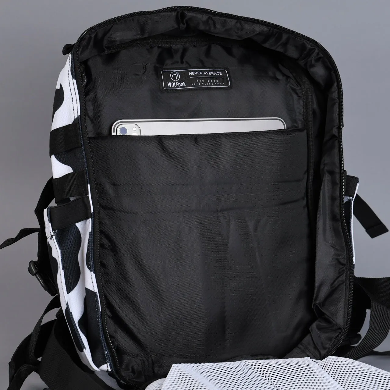 25L Backpack Black White Cow