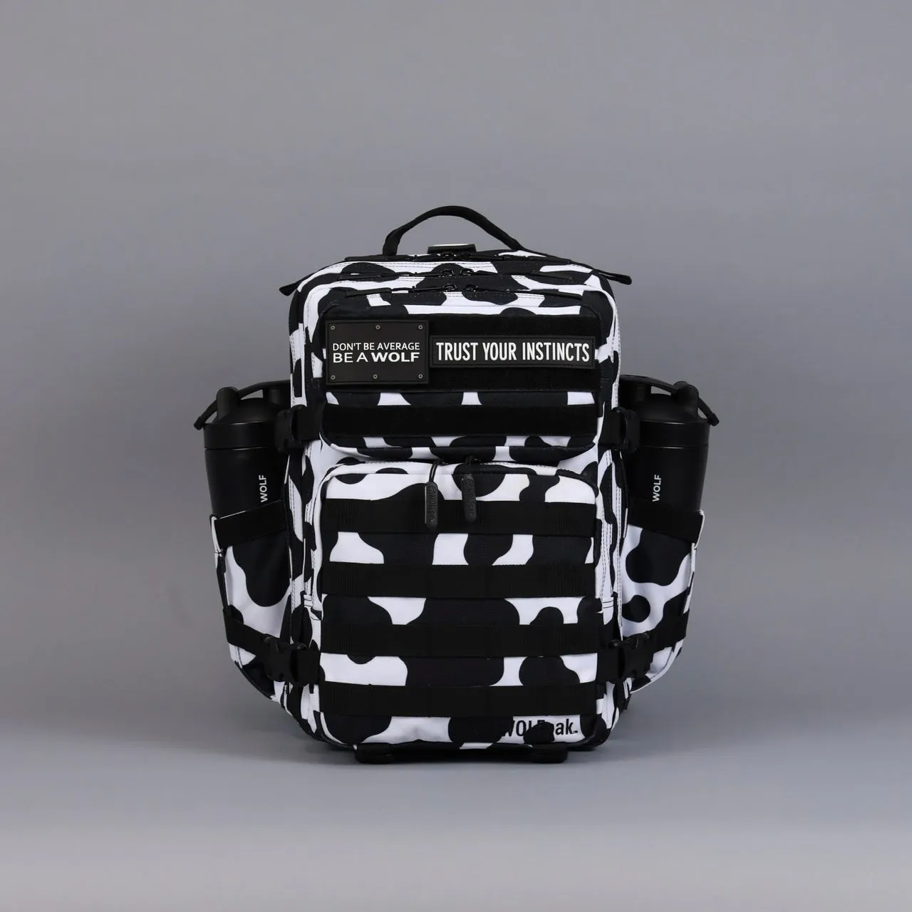 25L Backpack Black White Cow