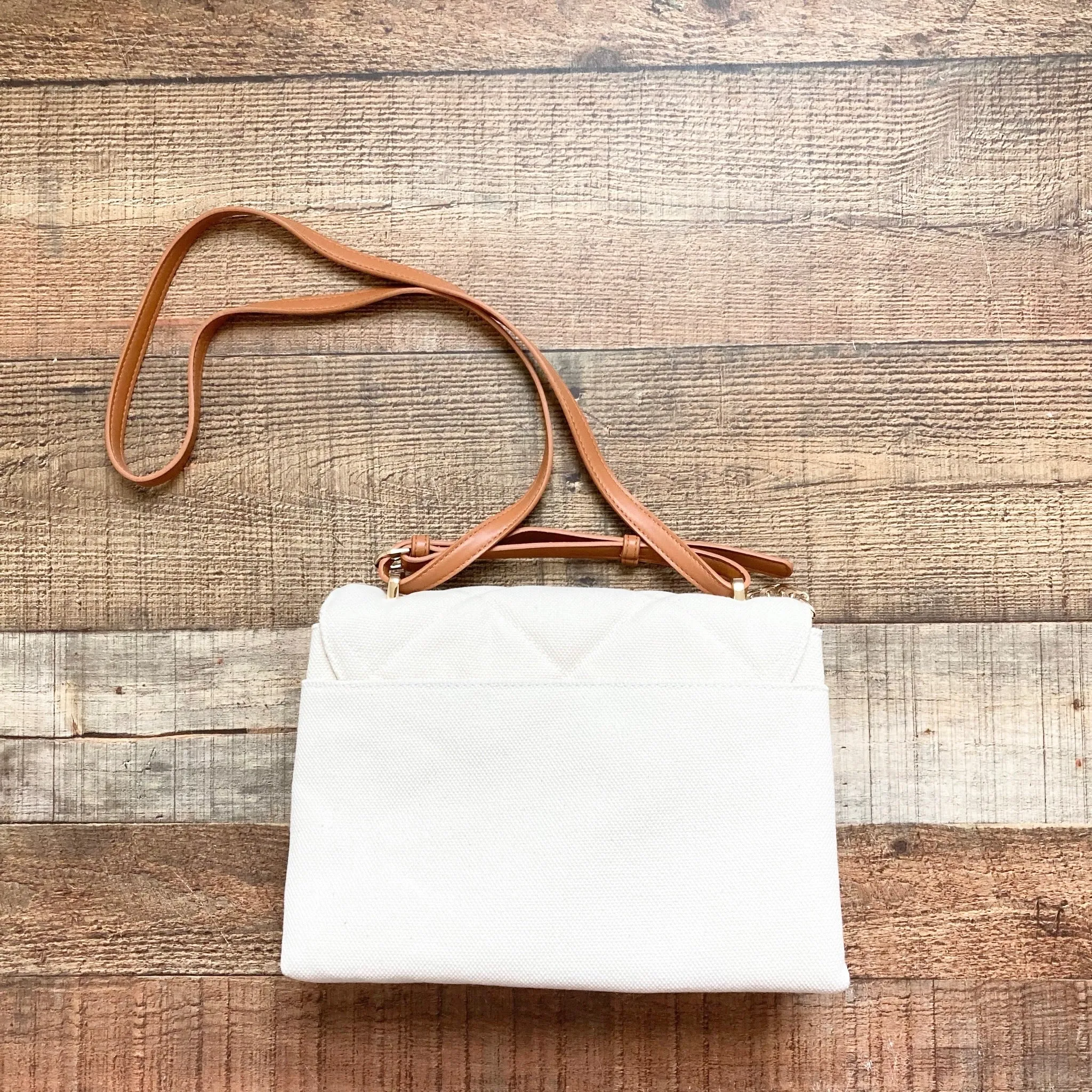 A New Day Ivory Square Woven Satchel Handbag