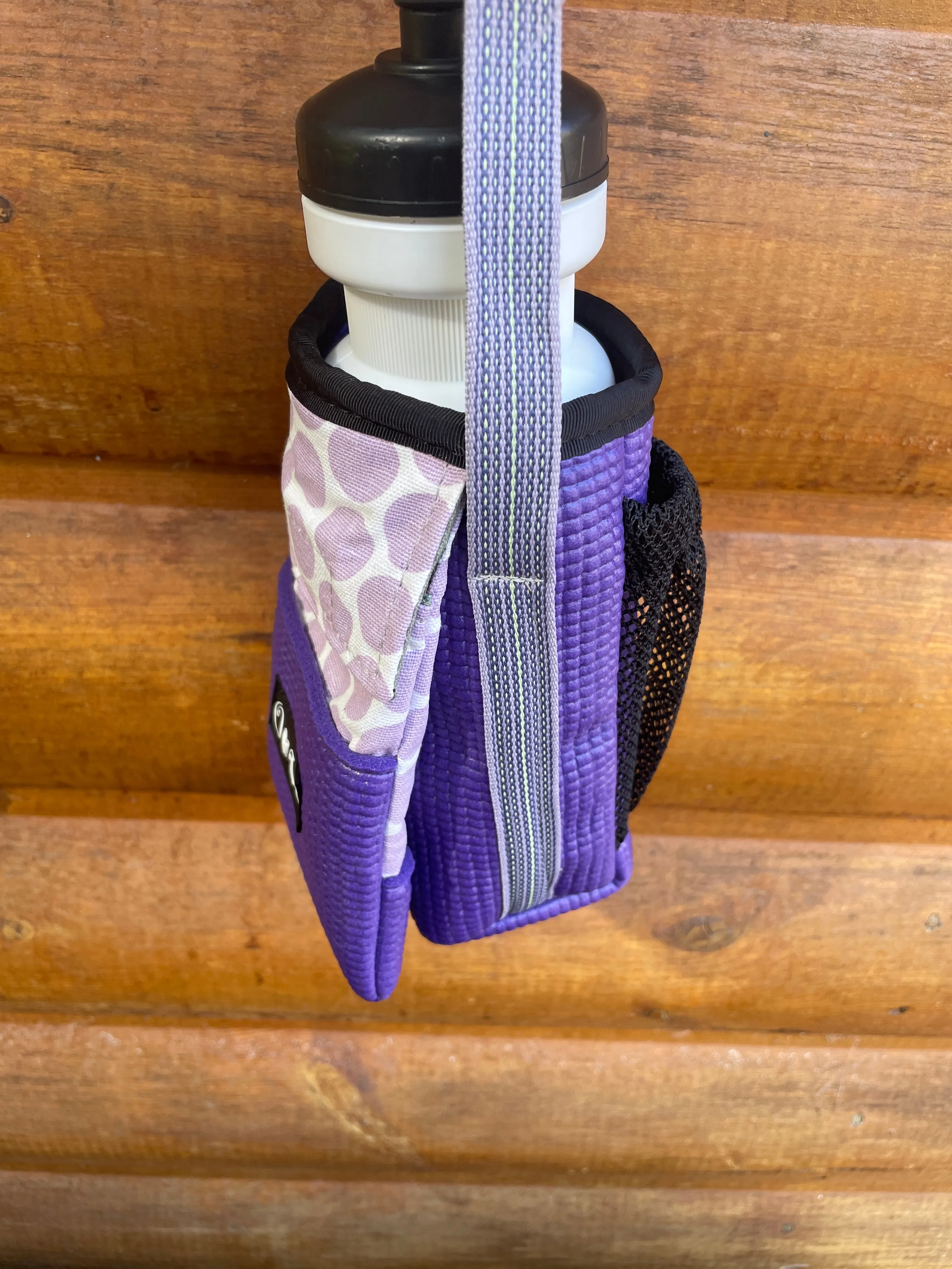 Ajax Purple Water Bottle Holder Purse-Polka Dot Print fabric