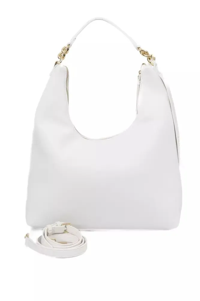 Baldinini Trend Chic White Shoulder Bag with Golden Women's Accents