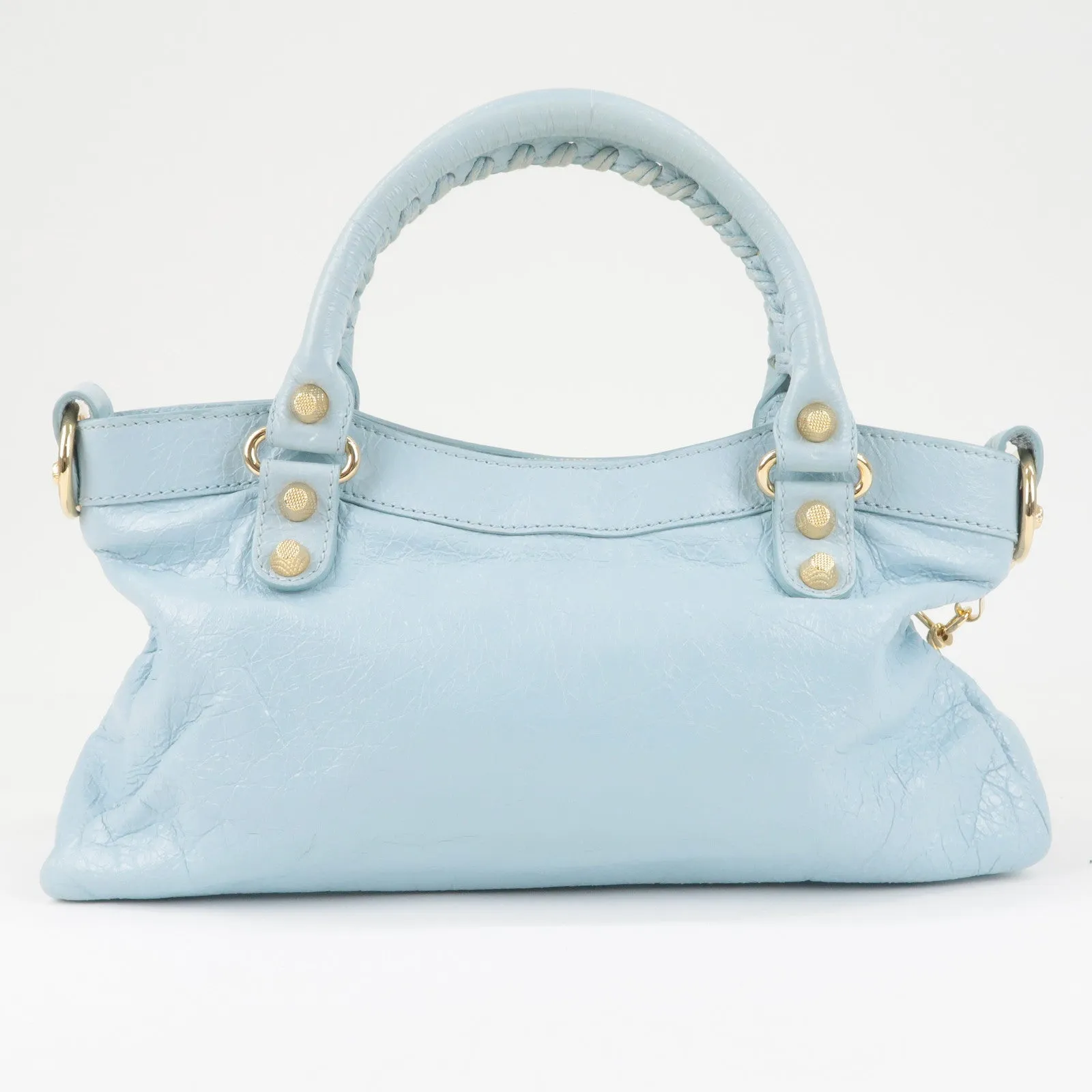 BALENCIAGA Giant First Leather 2Way Shoulder Bag Light Blue 285433