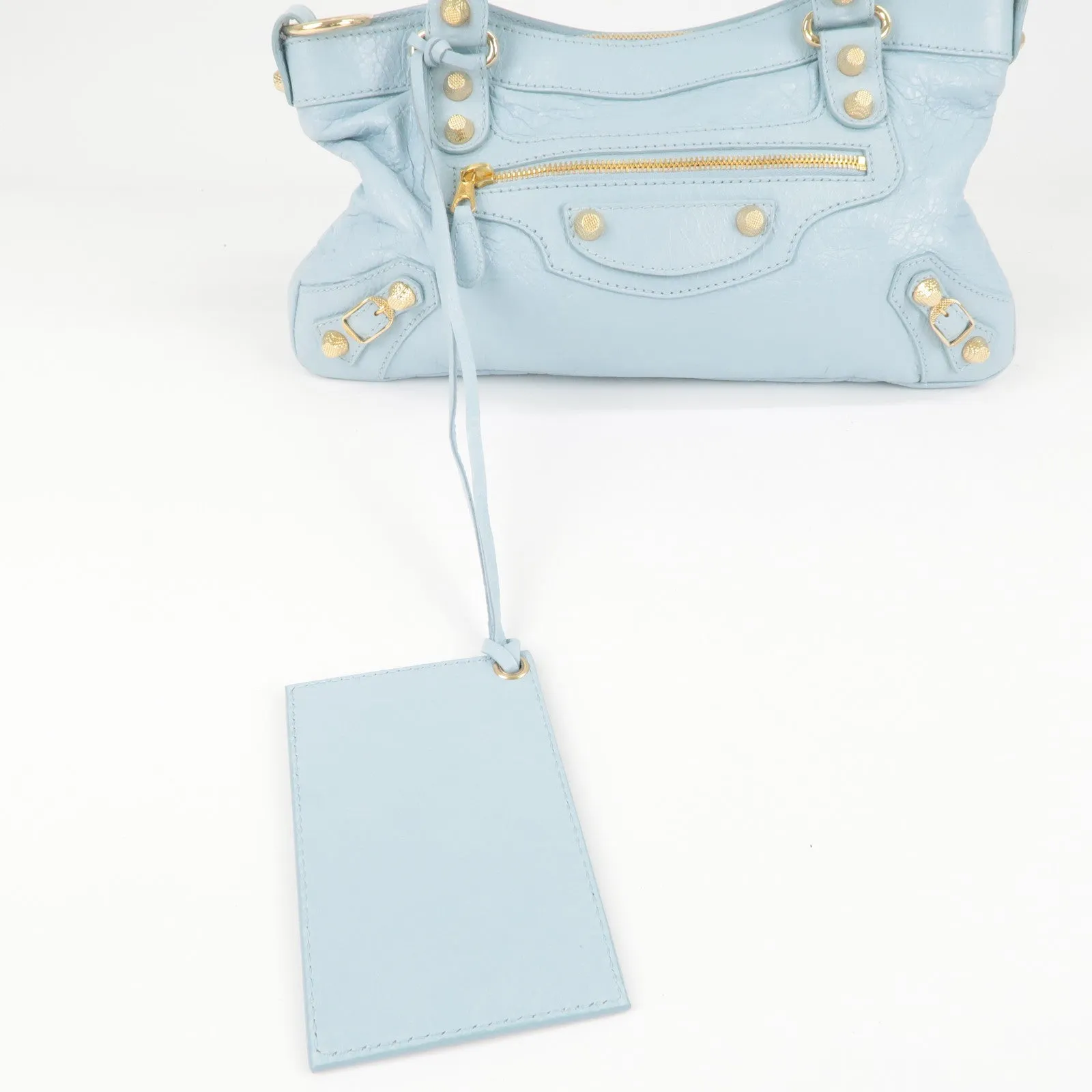 BALENCIAGA Giant First Leather 2Way Shoulder Bag Light Blue 285433