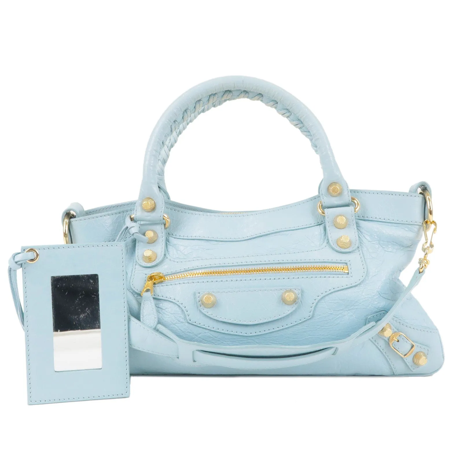 BALENCIAGA Giant First Leather 2Way Shoulder Bag Light Blue 285433