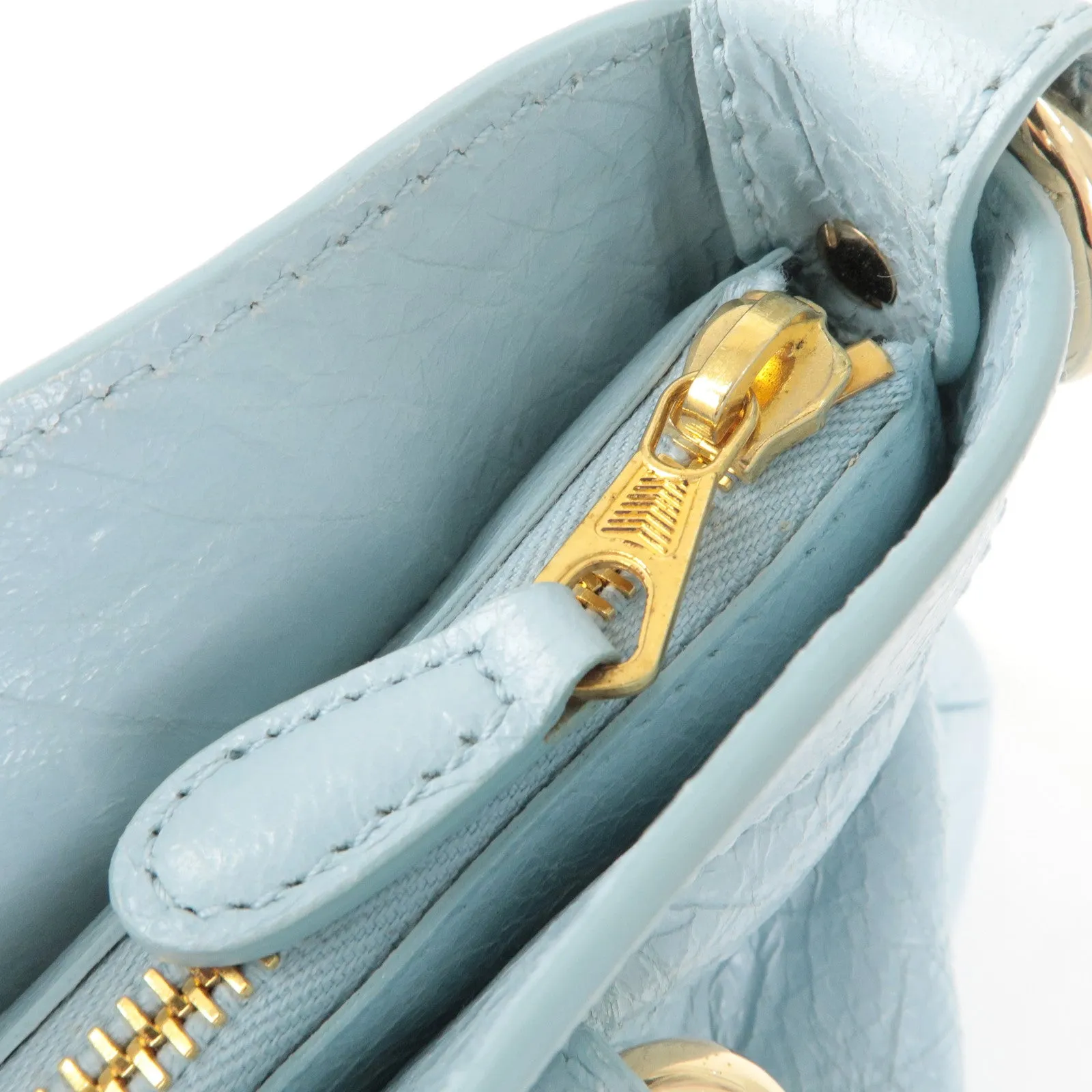 BALENCIAGA Giant First Leather 2Way Shoulder Bag Light Blue 285433