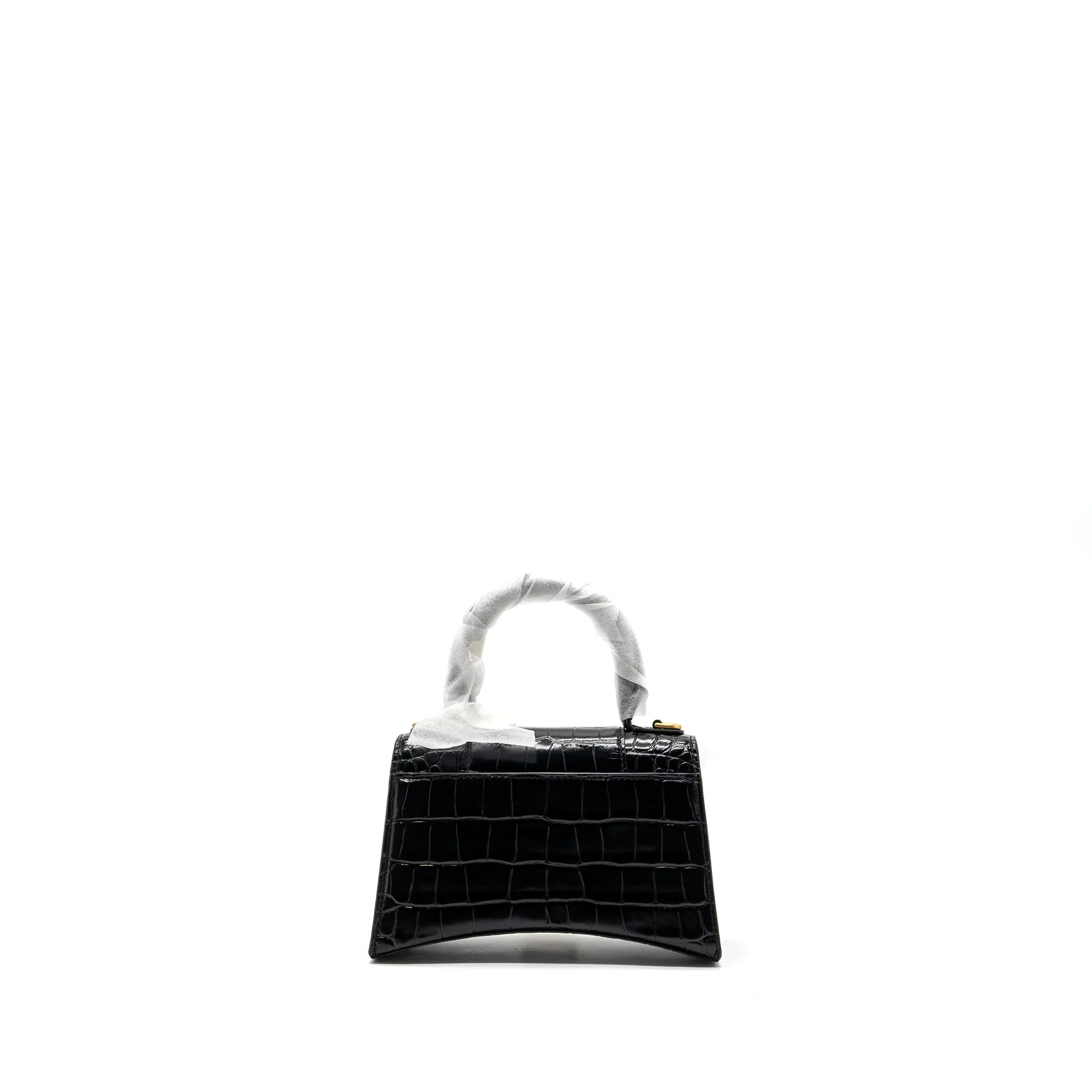 Balenciaga Hourglass XS Handbag Crocodile Embossed Black GHW