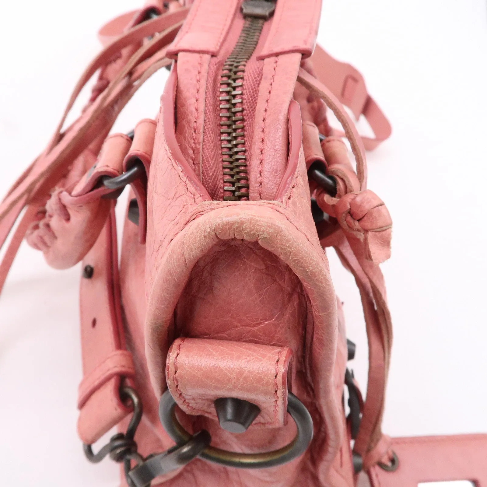 BALENCIAGA Leather Classic Mini City 2Way Shoulder Bag Pink 300295