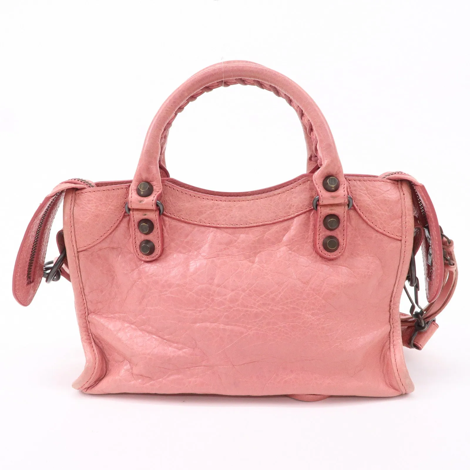 BALENCIAGA Leather Classic Mini City 2Way Shoulder Bag Pink 300295