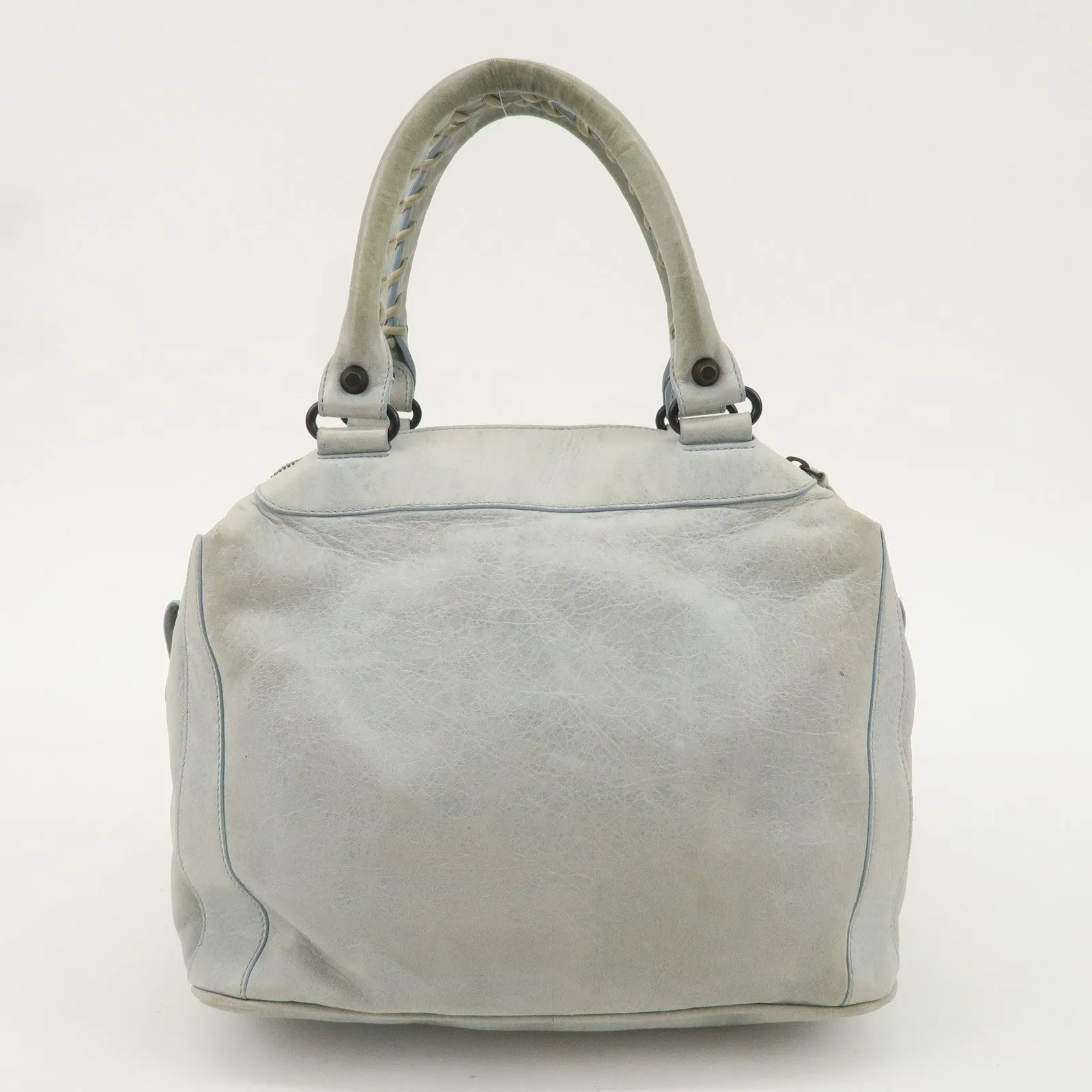 BALENCIAGA Leather Metro 2WAY Shoulder Bag Light Blue 224901