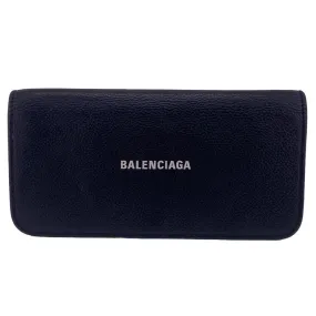 BALENCIAGA Long Wallet Purse 594289 leather black logo mens(Unisex) Used Authentic