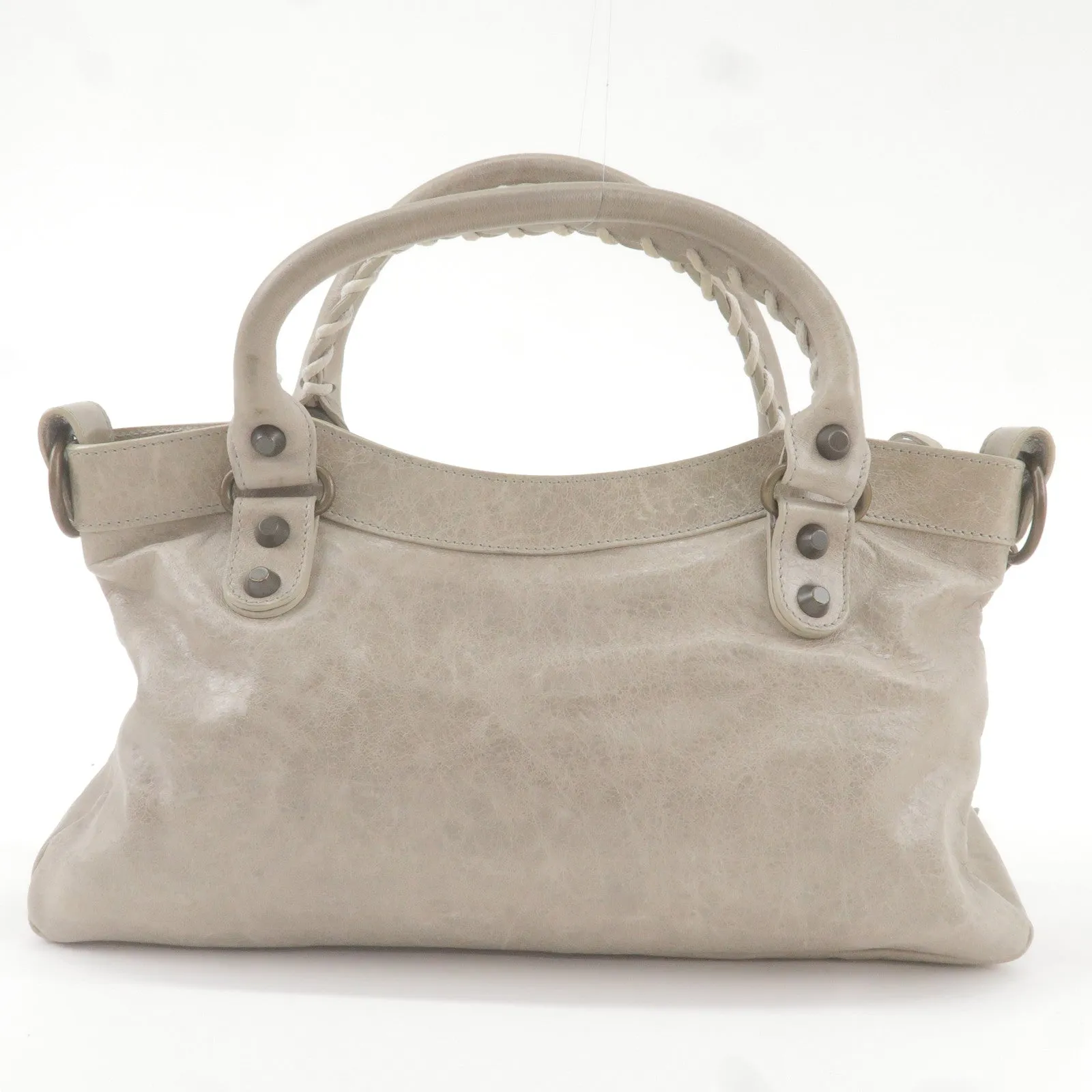 BALENCIAGA The First Leather 2Way Bag Hand Bag Gray 103208