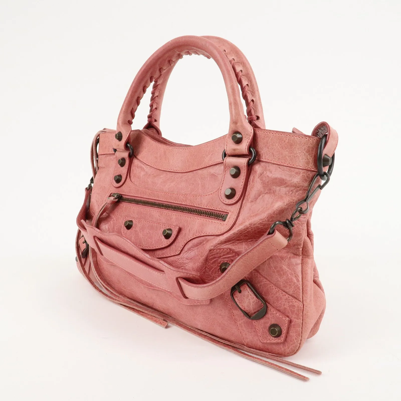 BALENCIAGA The First Leather 2Way Bag Hand Bag Pink 103208