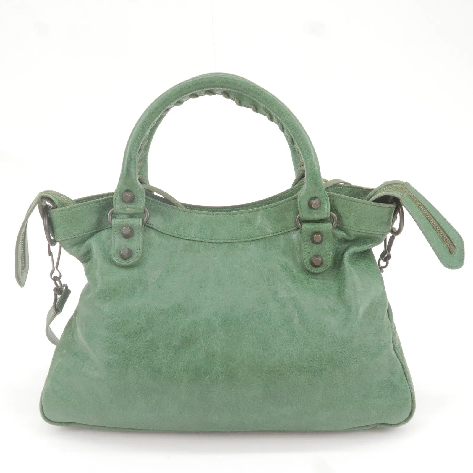 BALENCIAGA The Town Leather 2Way Bag Shoulder Bag Green 240579