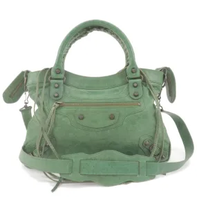 BALENCIAGA The Town Leather 2Way Bag Shoulder Bag Green 240579