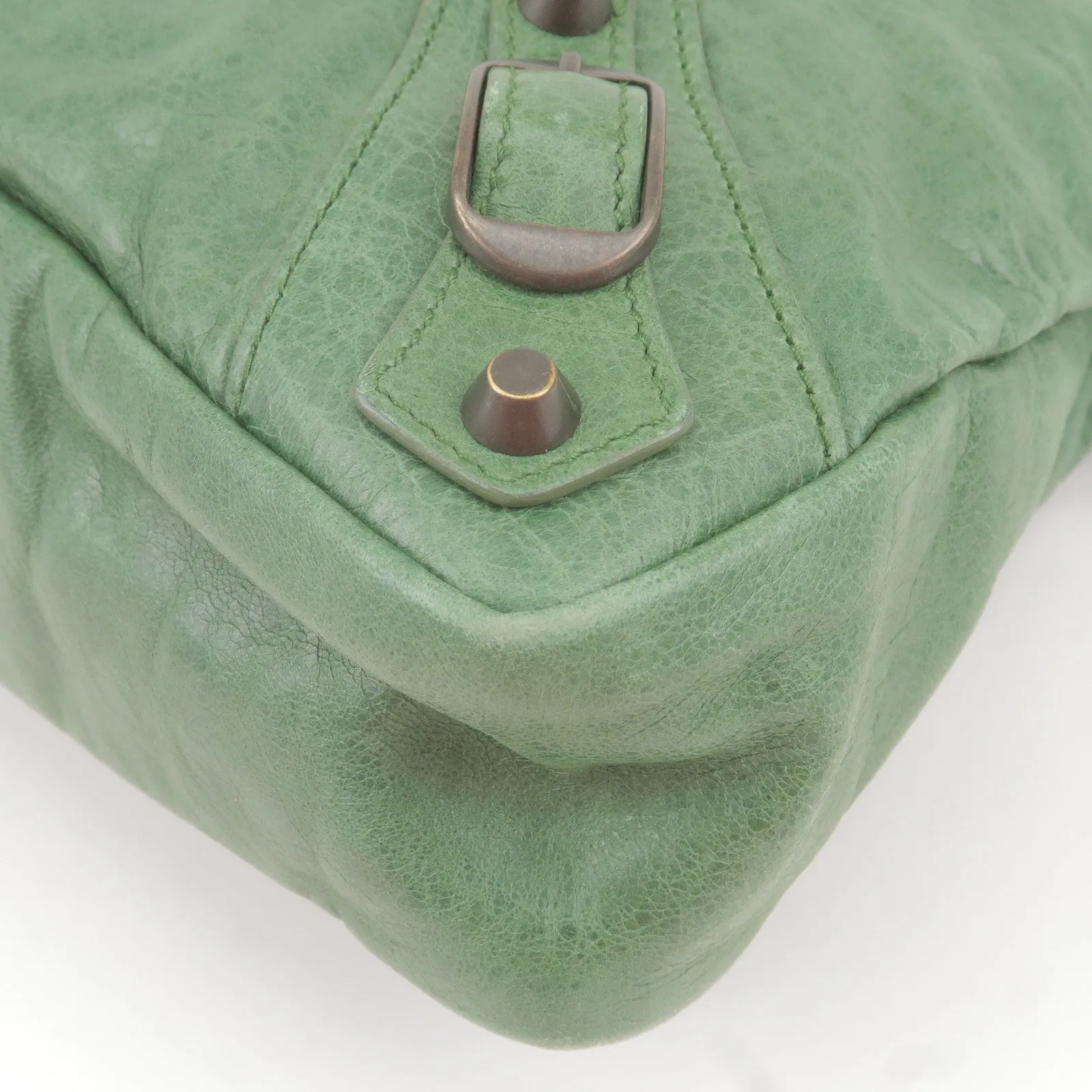 BALENCIAGA The Town Leather 2Way Bag Shoulder Bag Green 240579