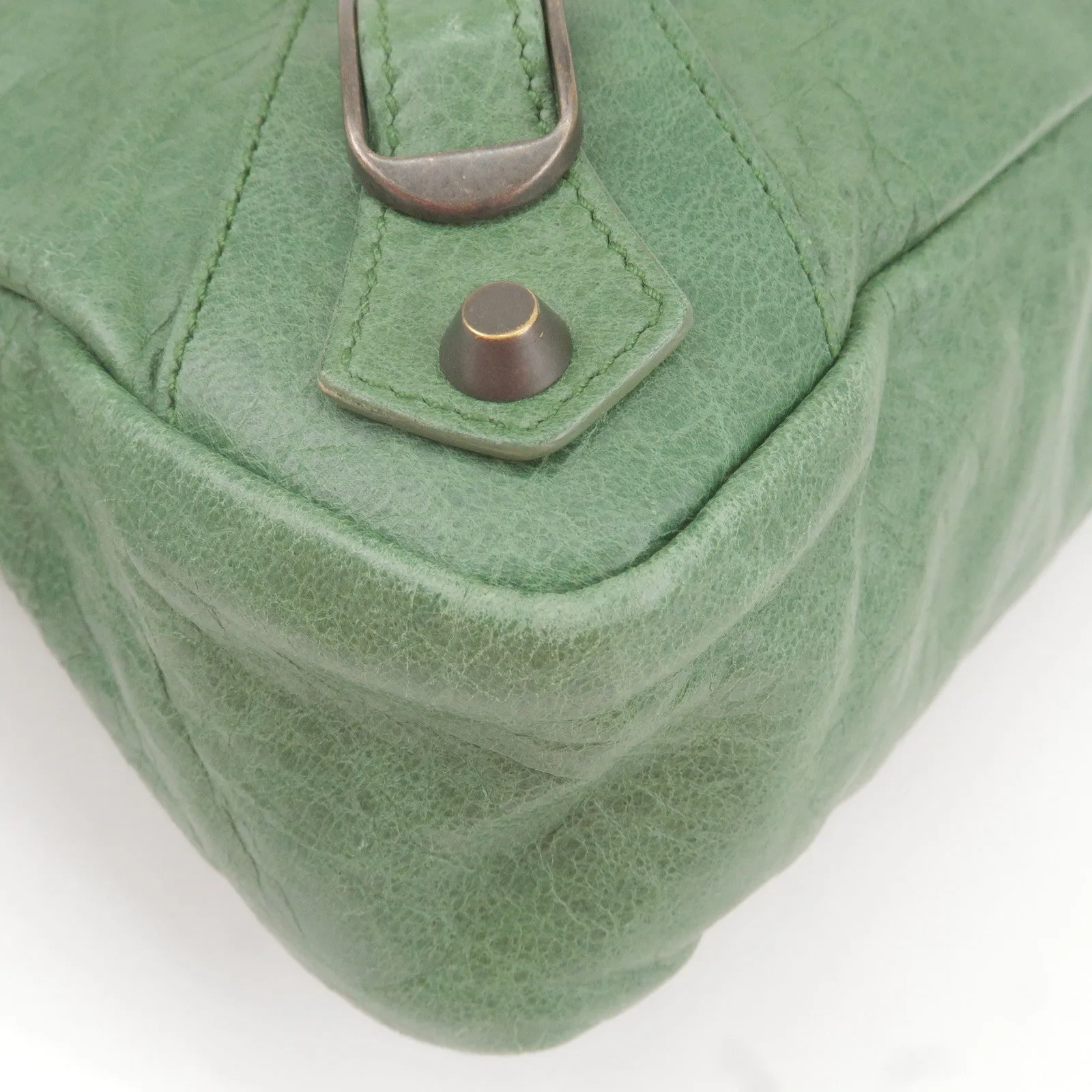 BALENCIAGA The Town Leather 2Way Bag Shoulder Bag Green 240579