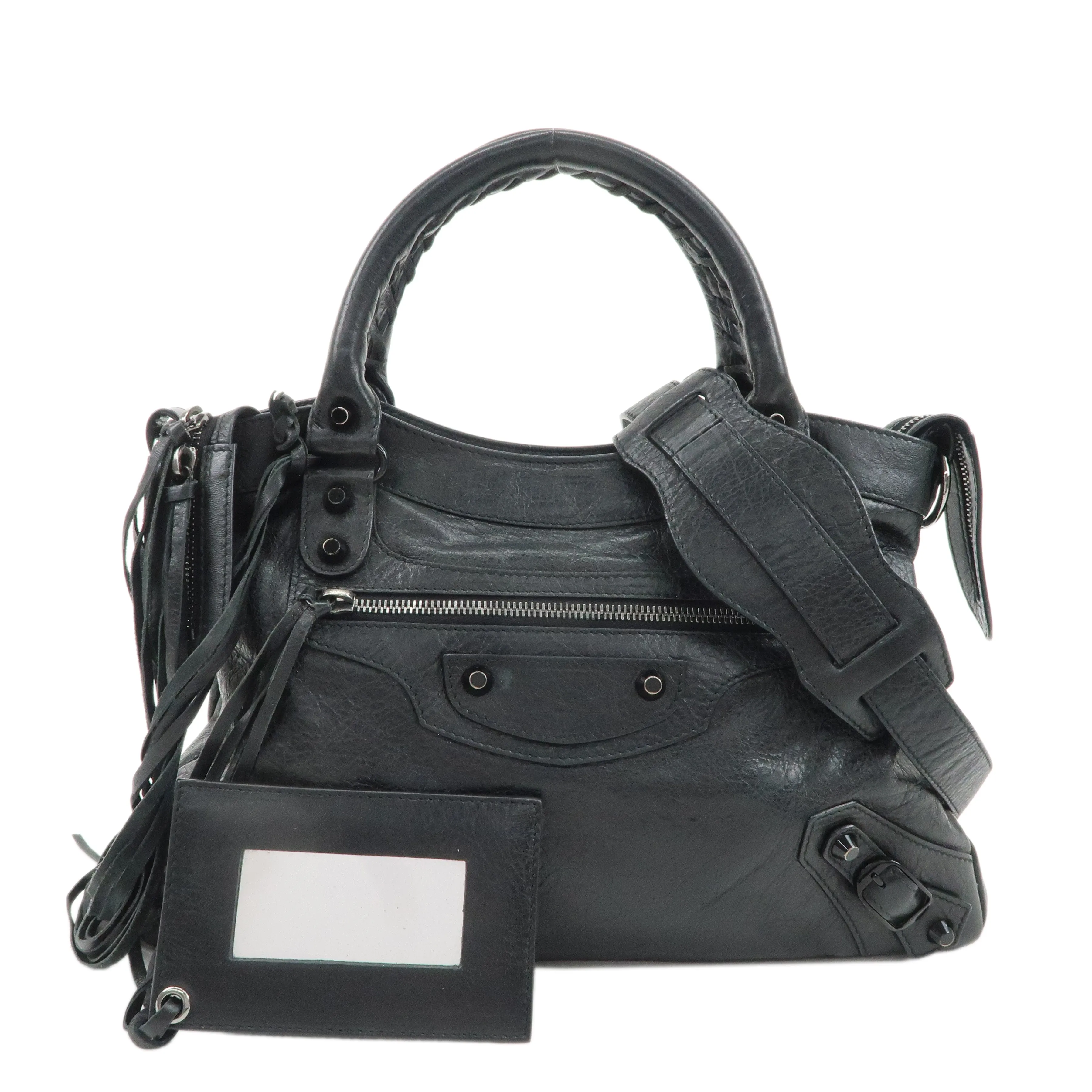 BALENCIAGA The Town Leather 2Way Hand Shoulder Bag Black 240579