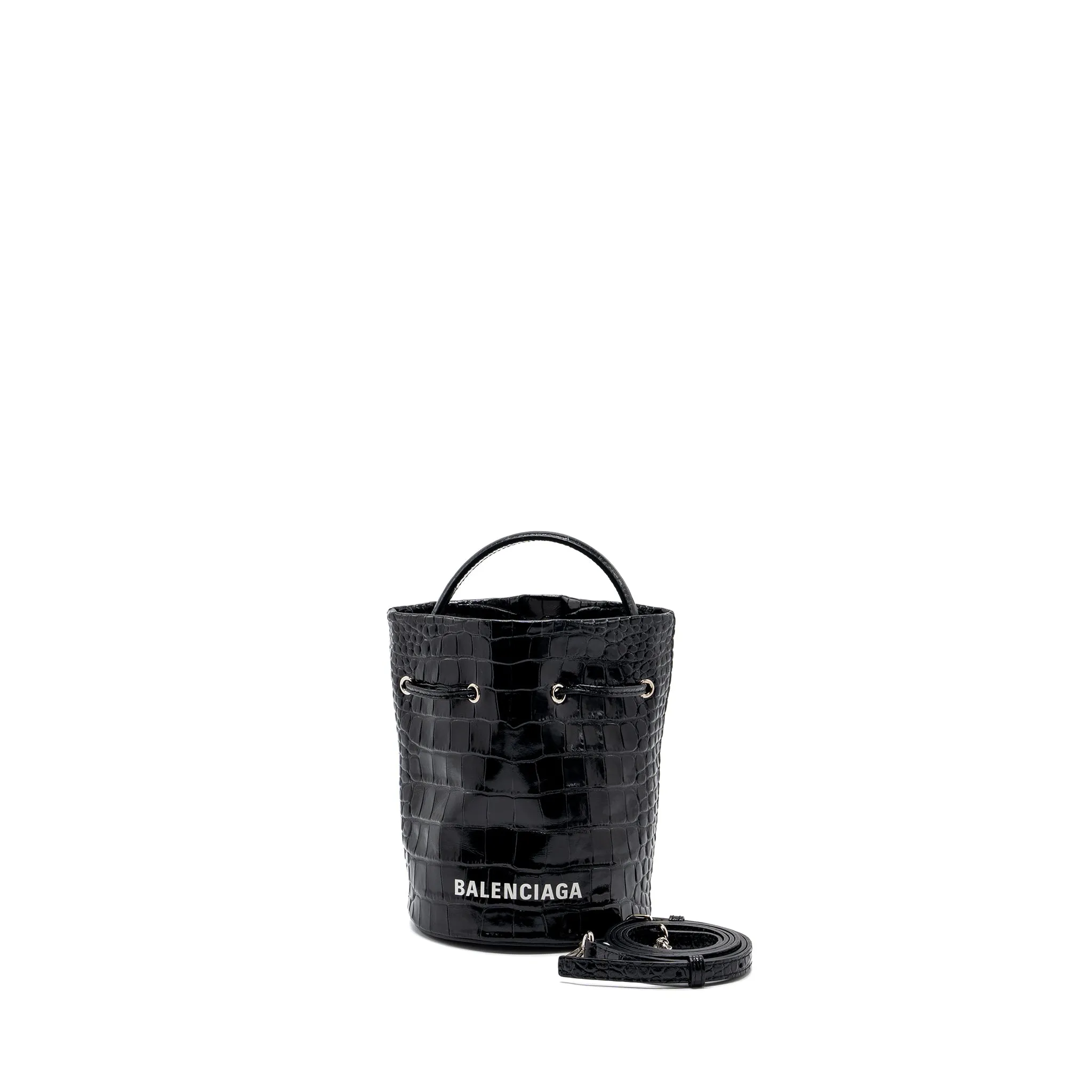 BALENCIAGA XS Everyday Drawstring Bucket Bag Black SHW