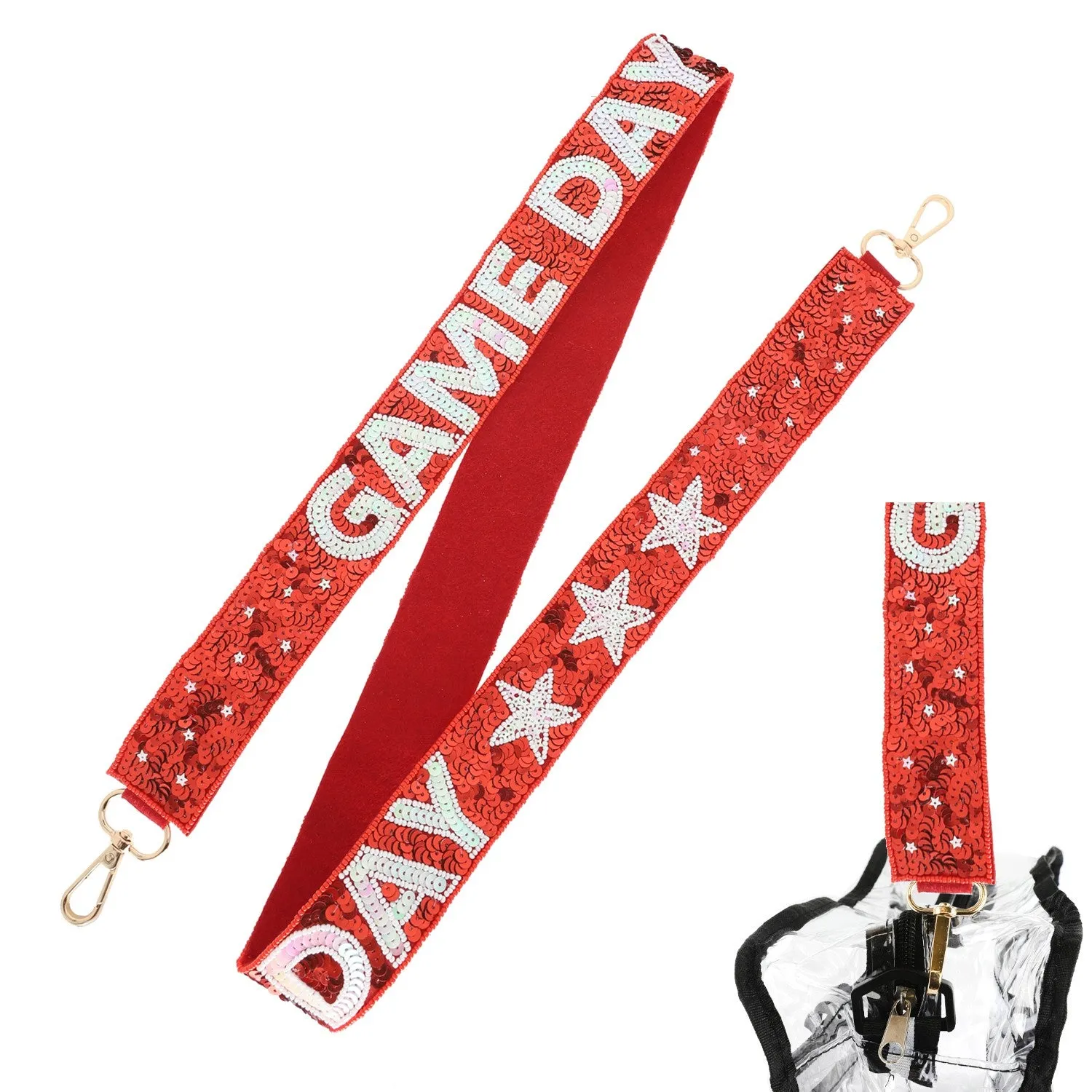 Beaded Game Day Purse Strap in Red