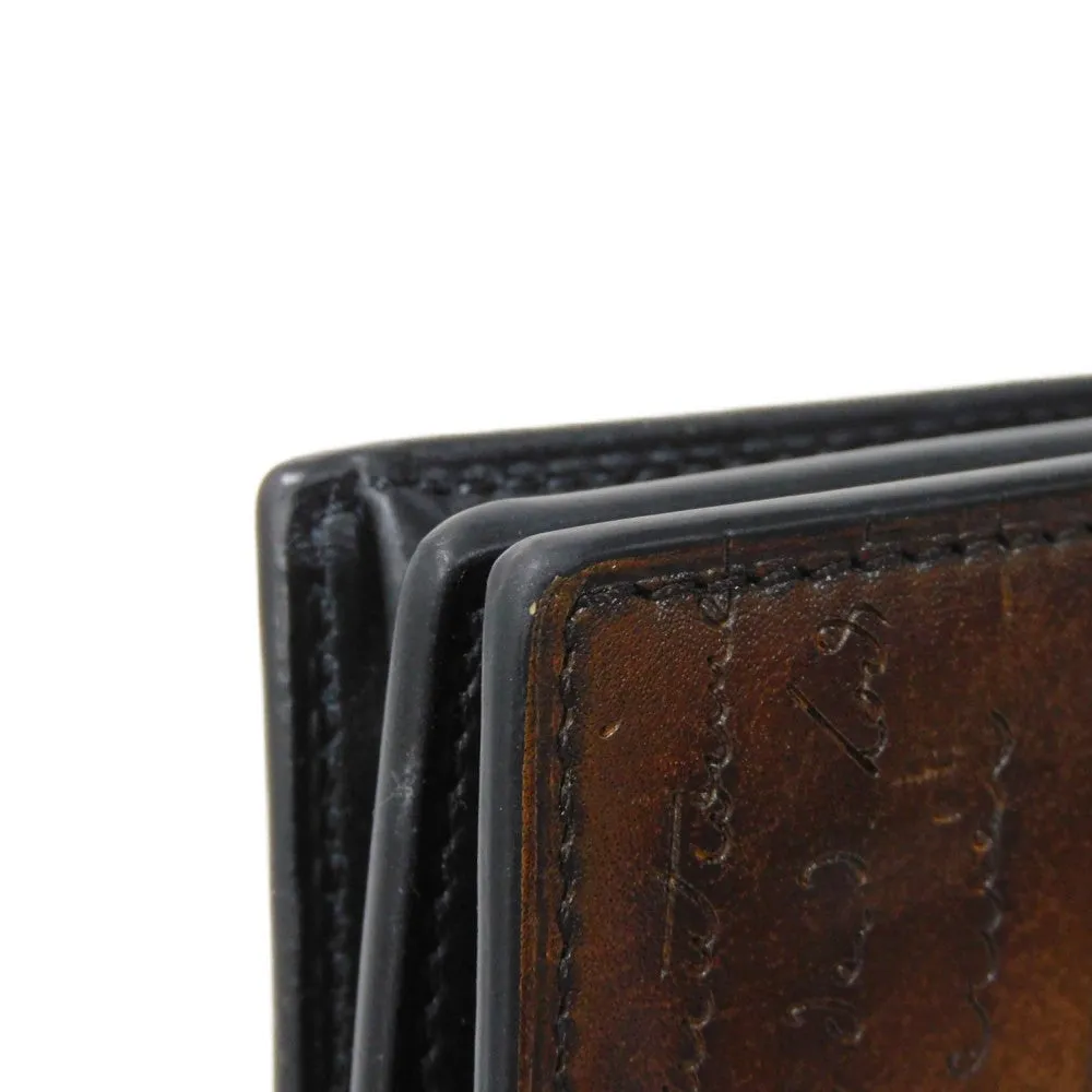 Berluti Long Wallet Purse Venice Calfskin Leather Cacao Calligraphy Santal Scrit Leather Zip Long Wallet mens Used Authentic