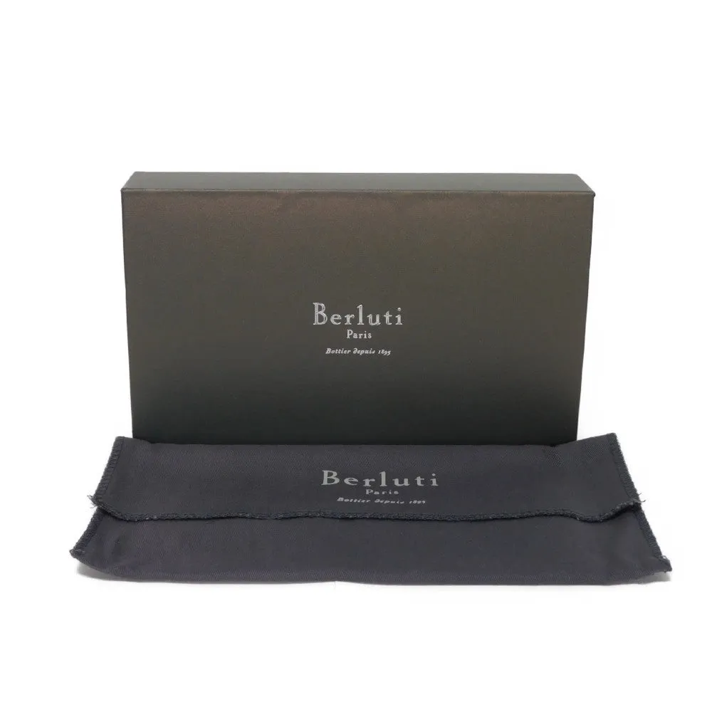 Berluti Long Wallet Purse Venice Calfskin Leather Nero Grigio Calligraphy Itauba Scritto Leather Long Zip Wallet mens Used Authentic