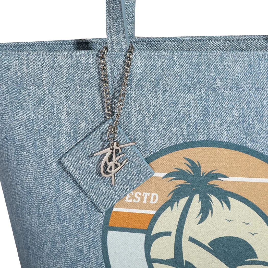 Blue Denim Beach Tote Bag