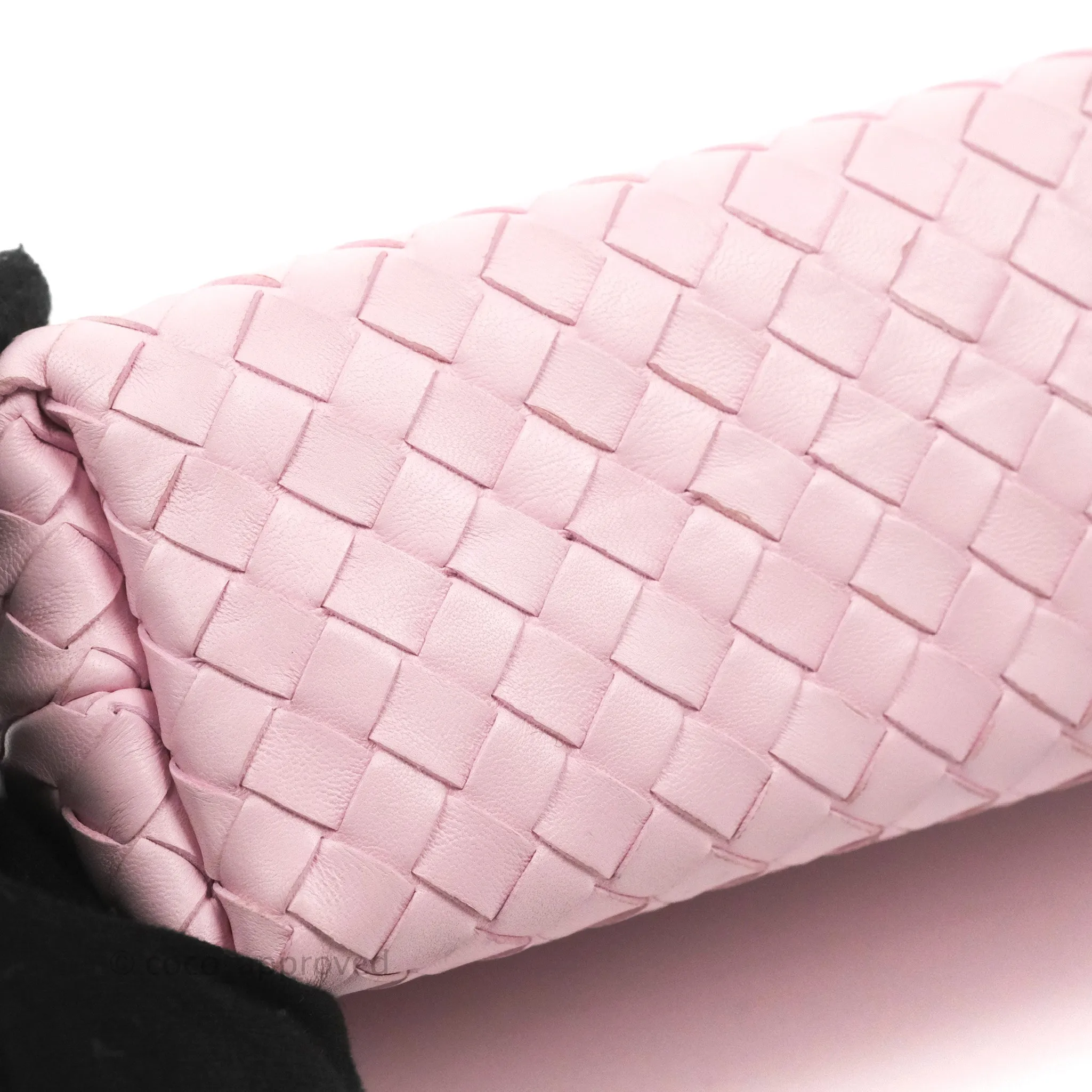 Bottega Veneta Baby Nappa Intrecciato Olimpia Shoulder Bag Pink