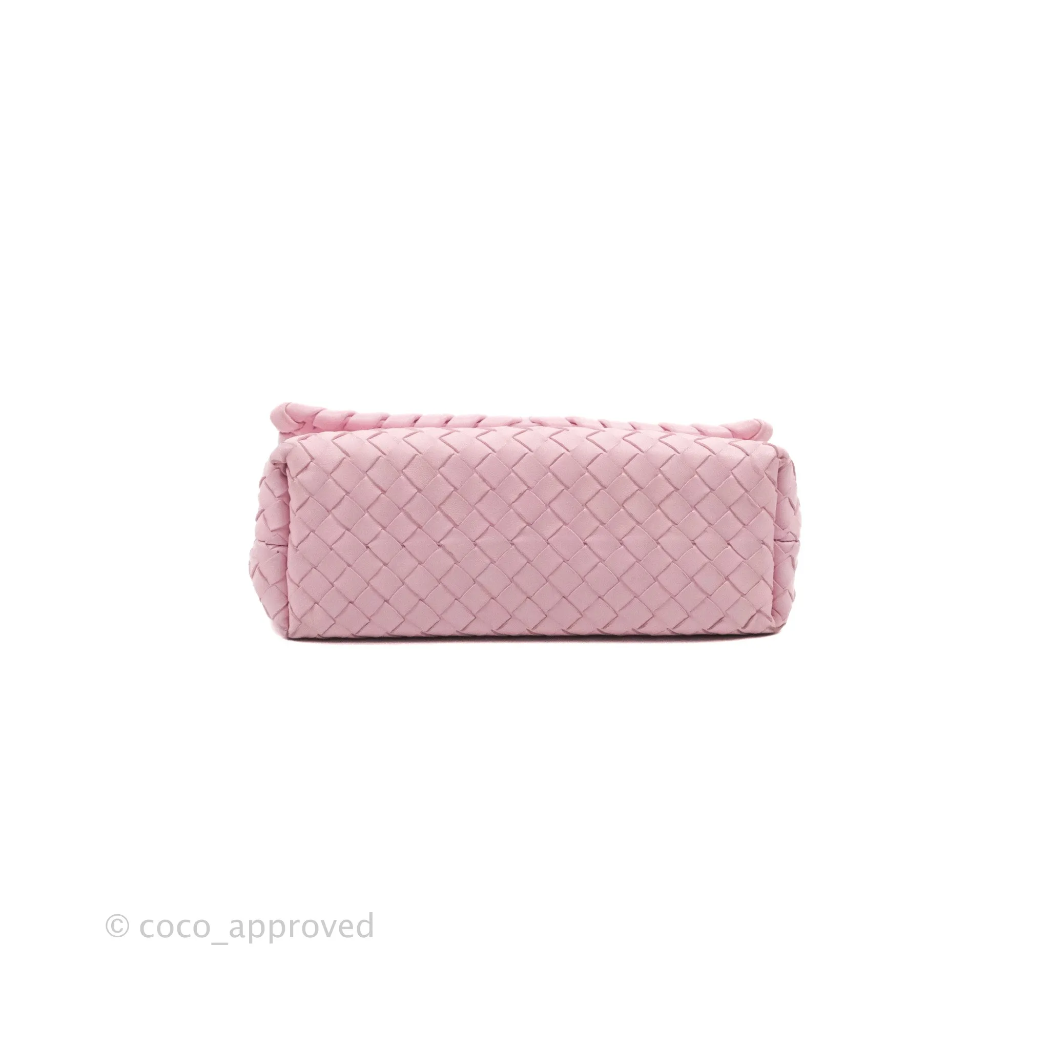 Bottega Veneta Baby Nappa Intrecciato Olimpia Shoulder Bag Pink