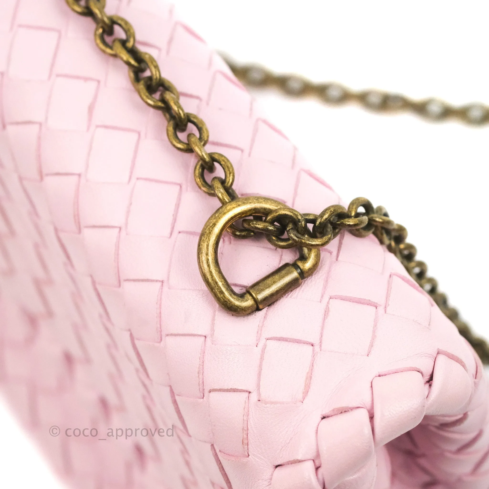 Bottega Veneta Baby Nappa Intrecciato Olimpia Shoulder Bag Pink