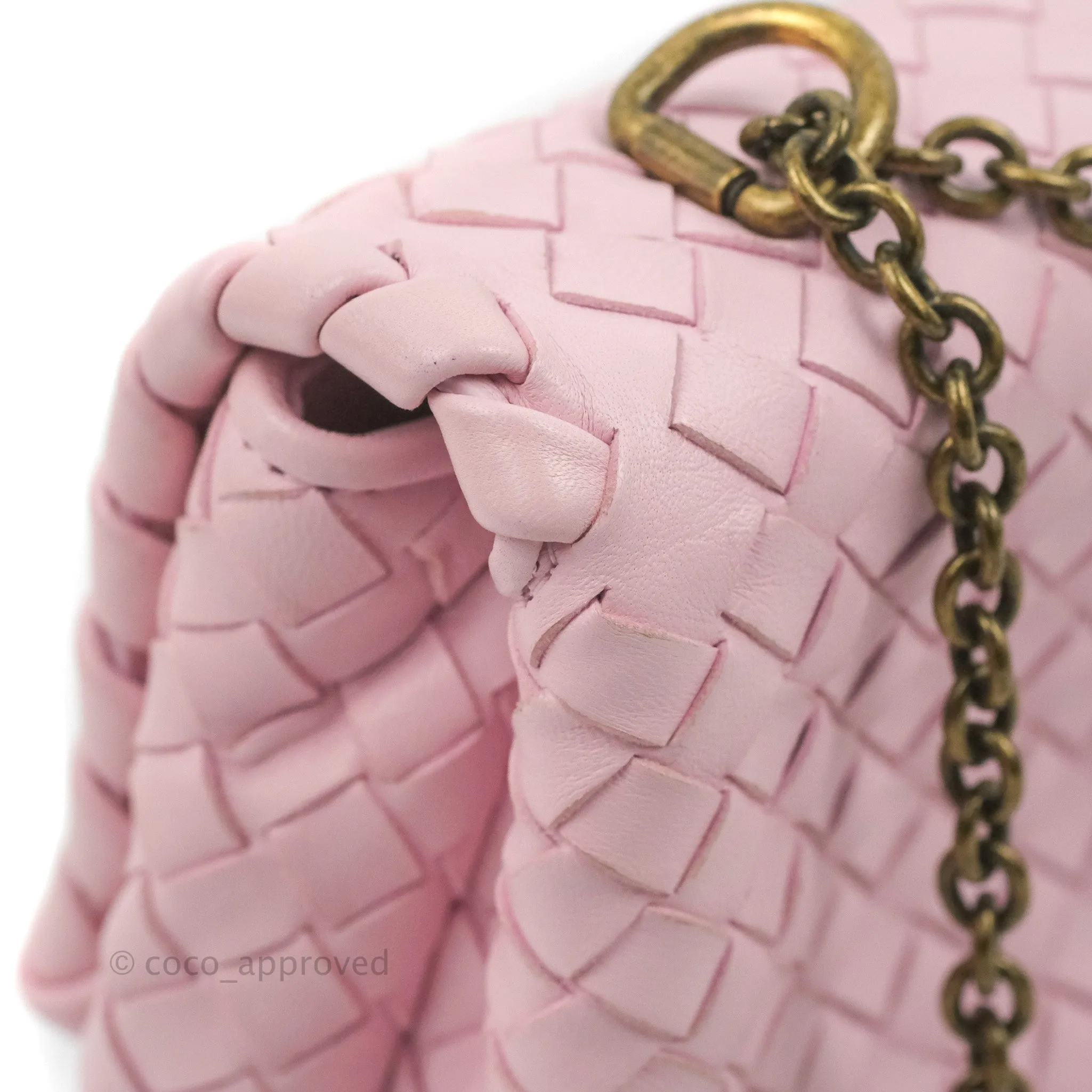 Bottega Veneta Baby Nappa Intrecciato Olimpia Shoulder Bag Pink