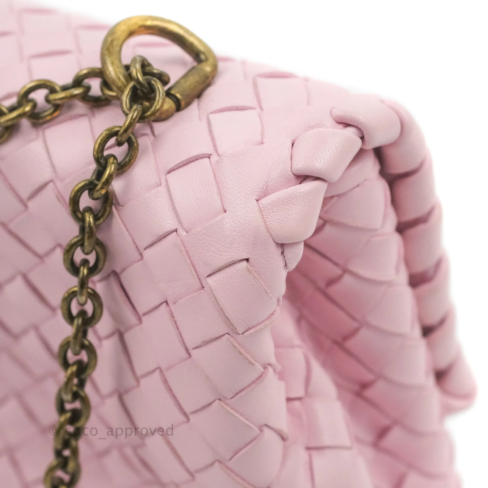 Bottega Veneta Baby Nappa Intrecciato Olimpia Shoulder Bag Pink