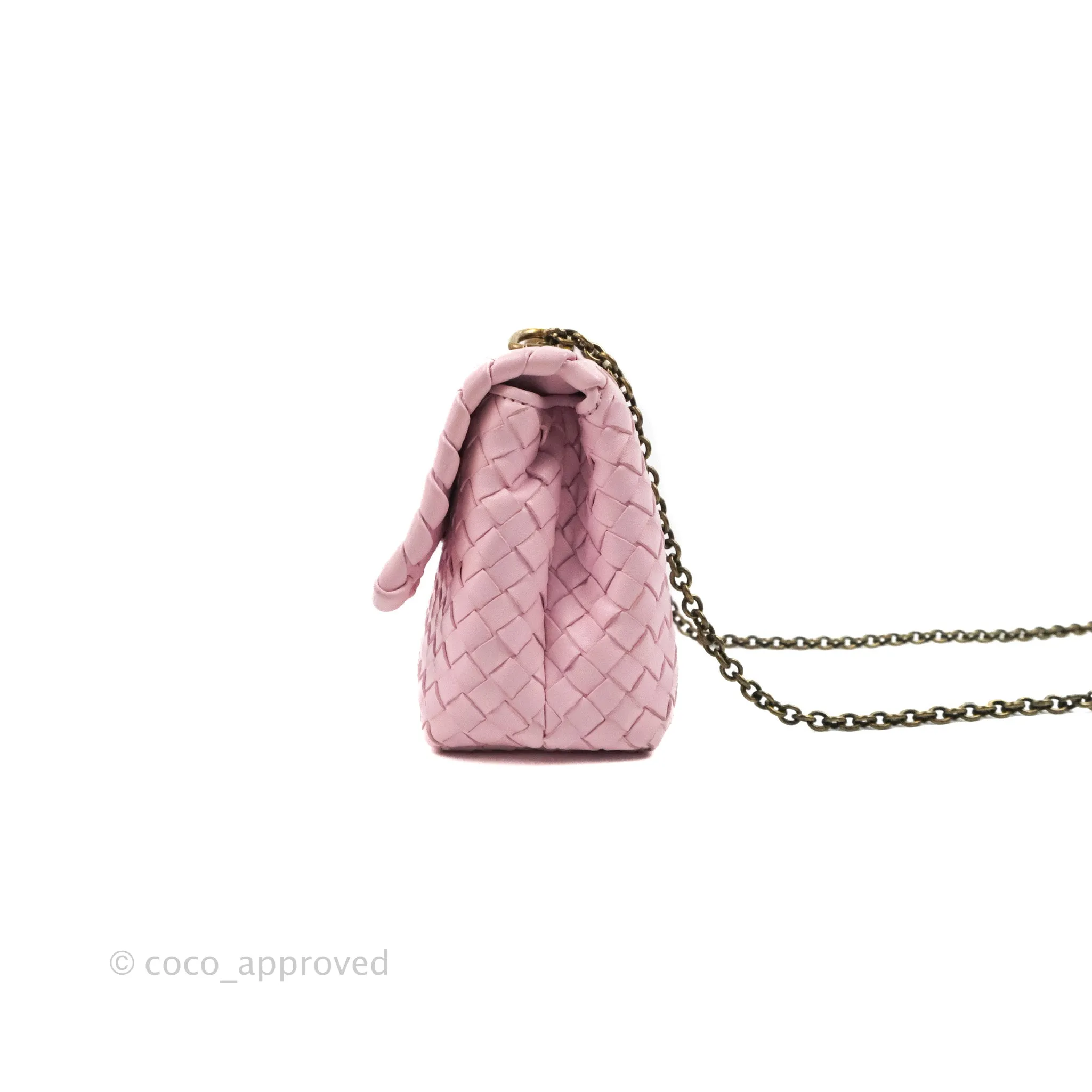 Bottega Veneta Baby Nappa Intrecciato Olimpia Shoulder Bag Pink