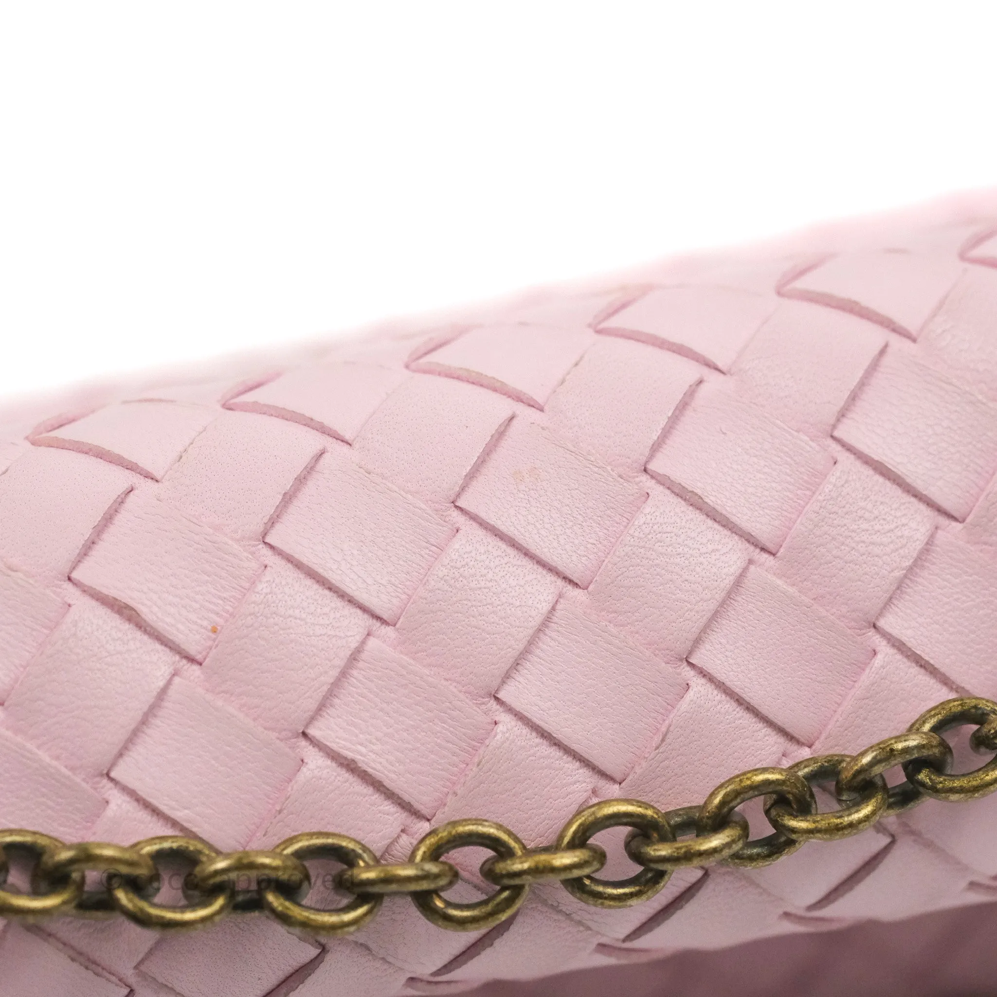 Bottega Veneta Baby Nappa Intrecciato Olimpia Shoulder Bag Pink