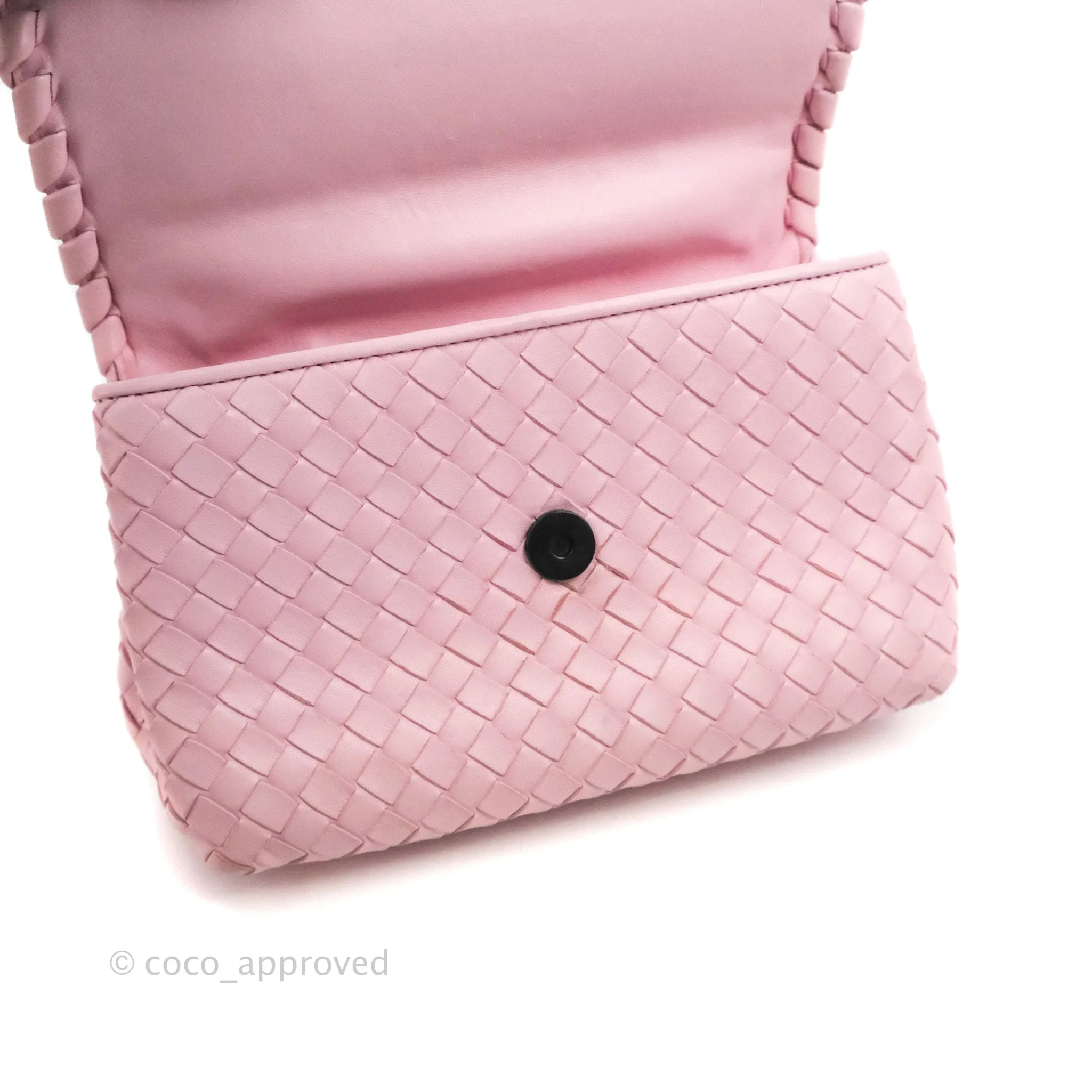 Bottega Veneta Baby Nappa Intrecciato Olimpia Shoulder Bag Pink