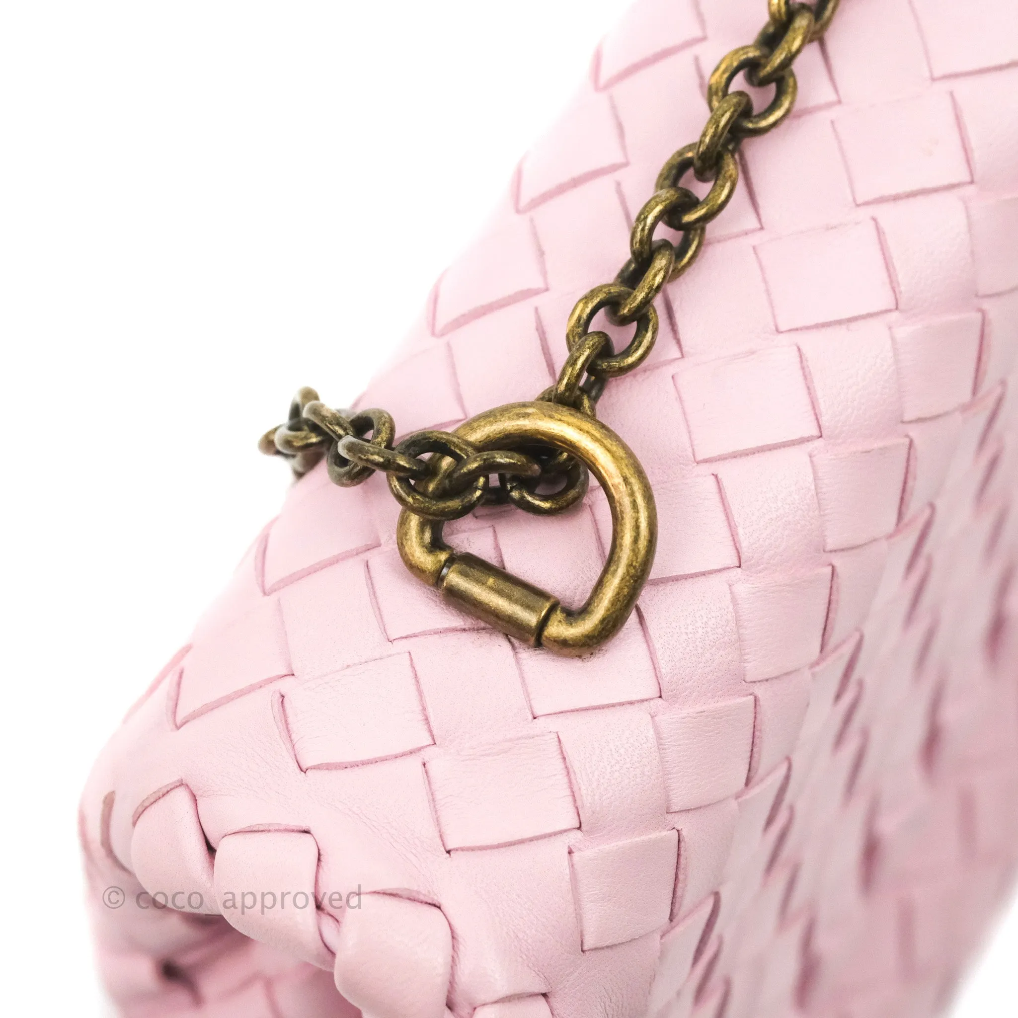 Bottega Veneta Baby Nappa Intrecciato Olimpia Shoulder Bag Pink