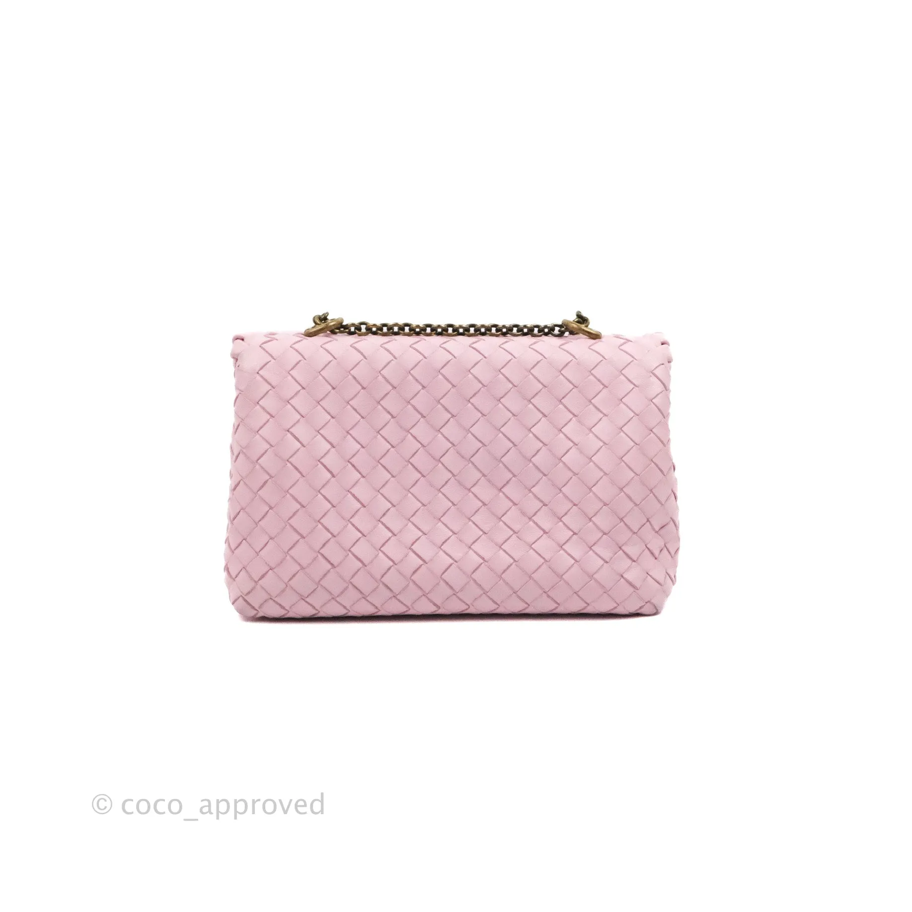 Bottega Veneta Baby Nappa Intrecciato Olimpia Shoulder Bag Pink