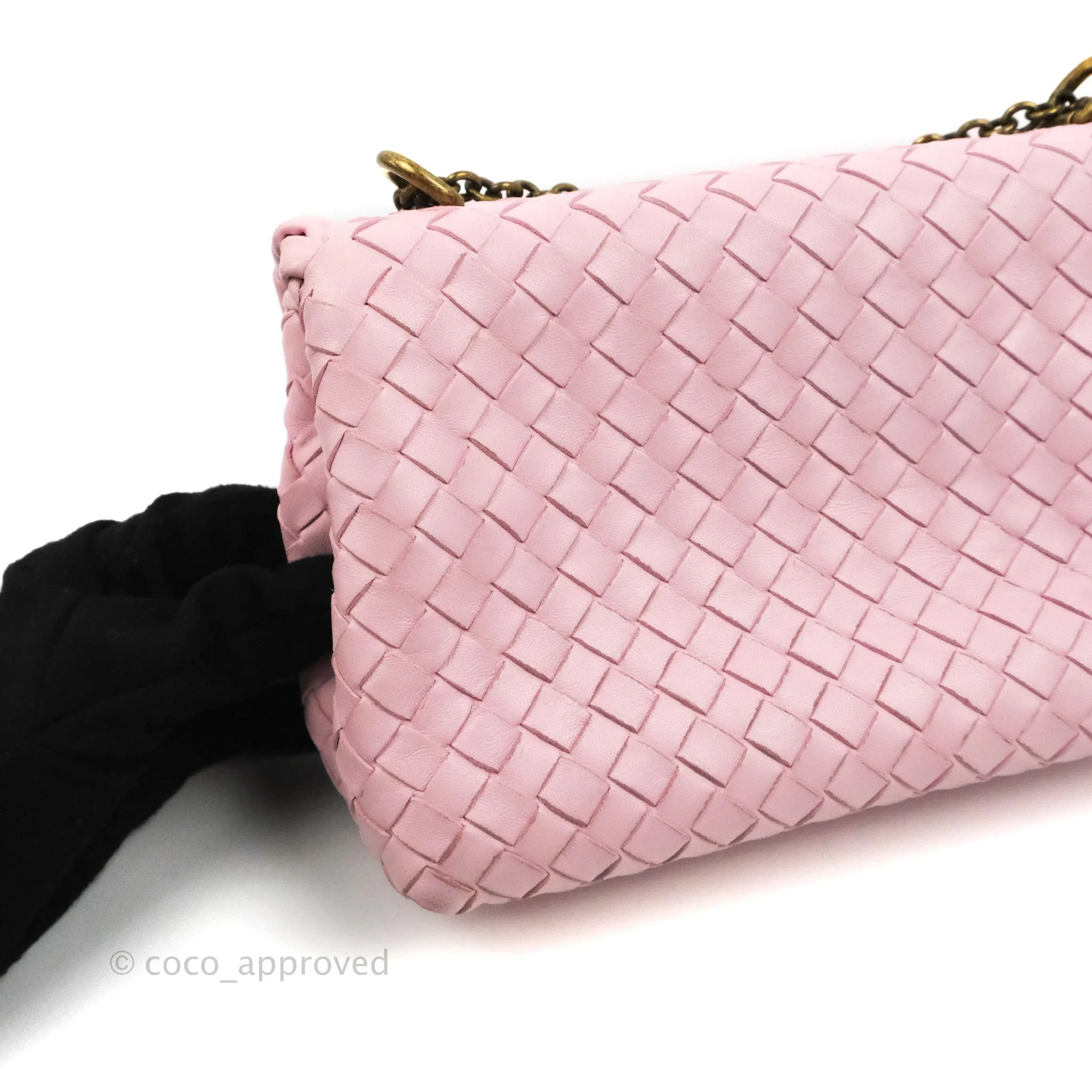 Bottega Veneta Baby Nappa Intrecciato Olimpia Shoulder Bag Pink