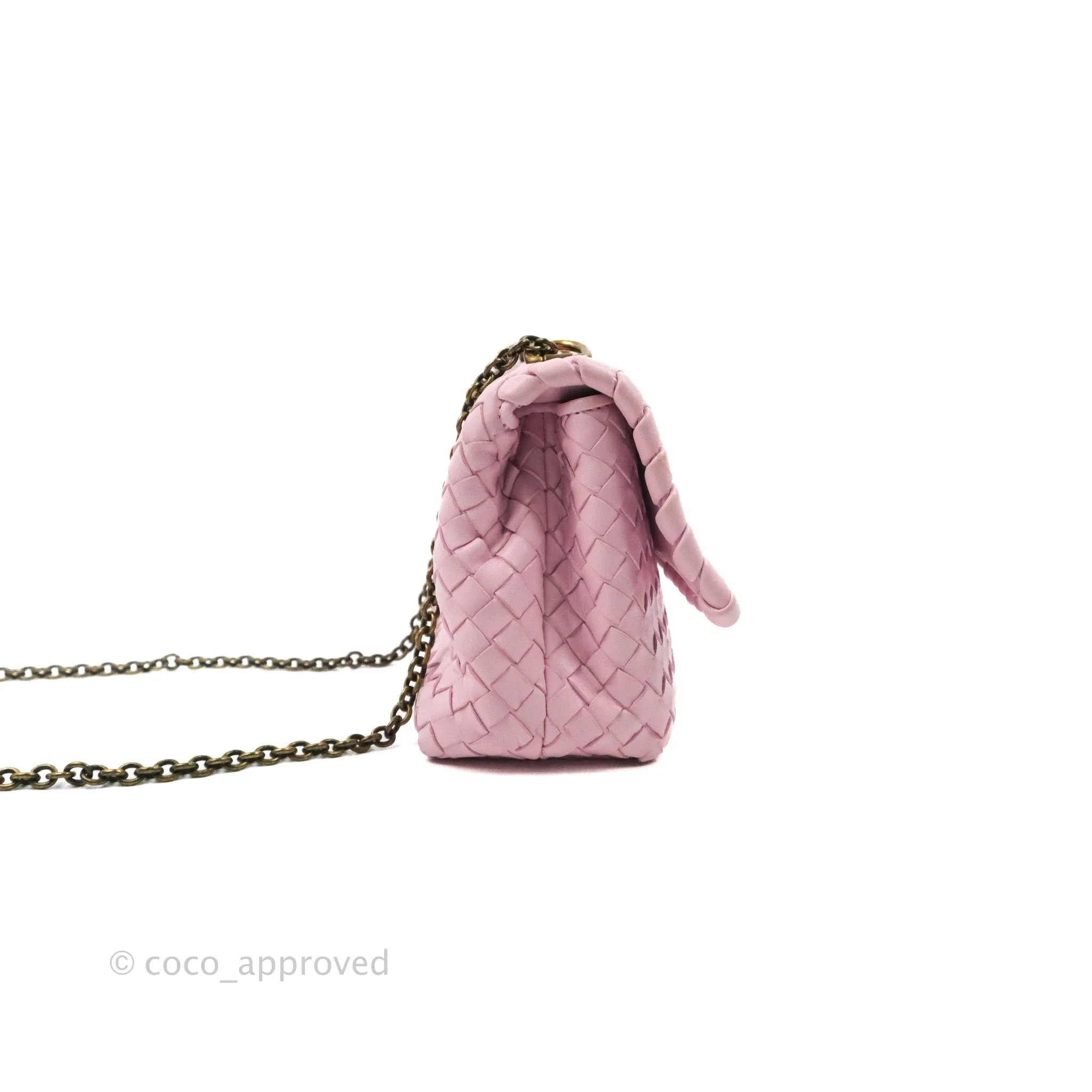 Bottega Veneta Baby Nappa Intrecciato Olimpia Shoulder Bag Pink