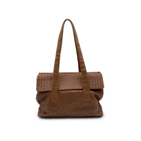 Bottega Veneta Beige Intrecciato Leather Woven Tote Shoulder Bag