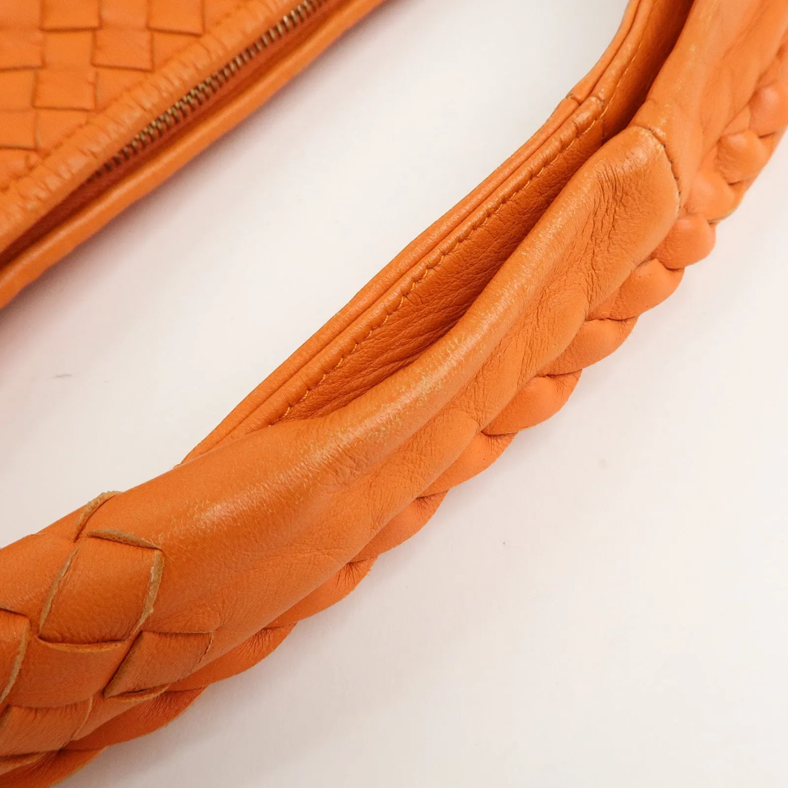 BOTTEGA VENETA Hobo Intrecciato Leather Shoulder Bag Orange 115653