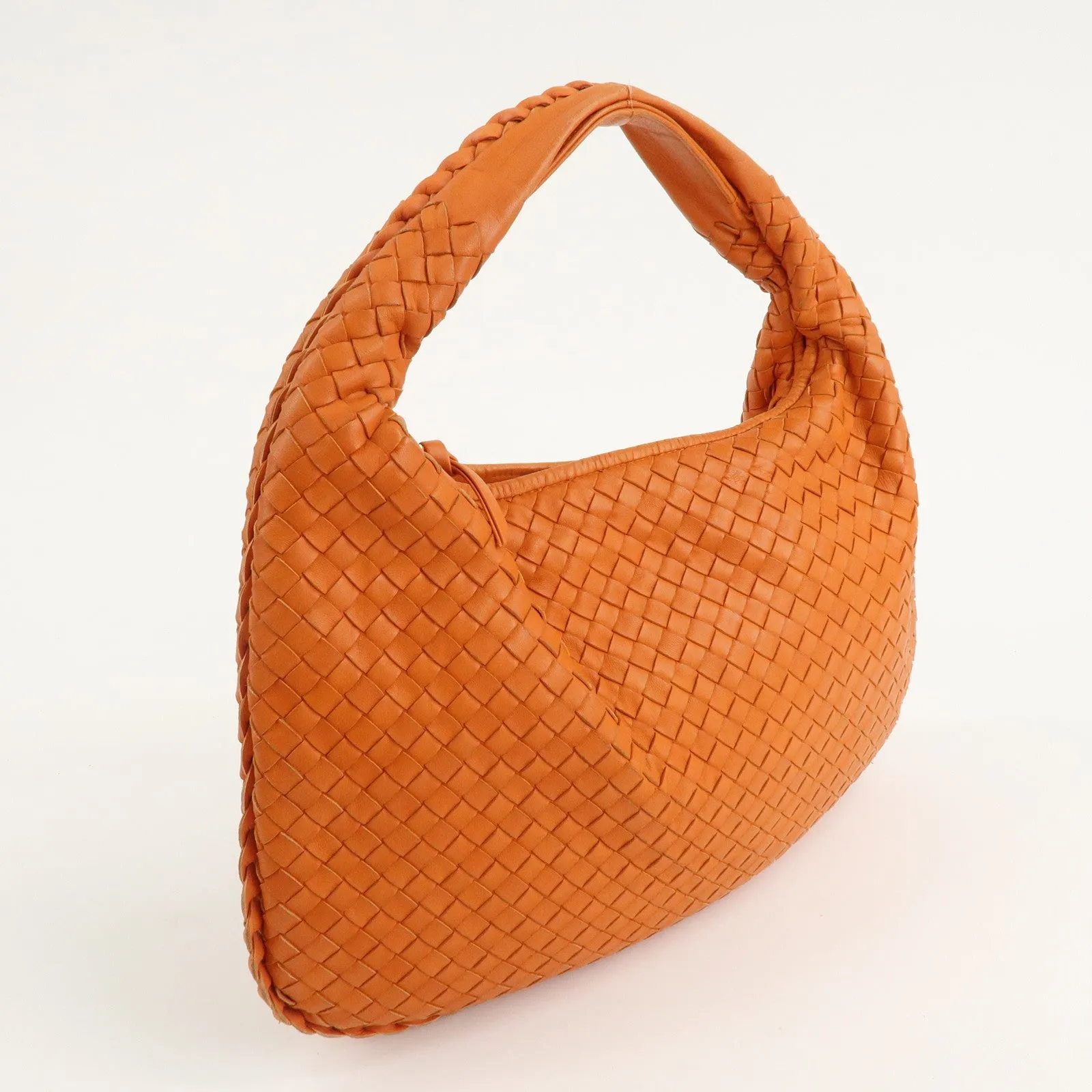 BOTTEGA VENETA Hobo Intrecciato Leather Shoulder Bag Orange 115653