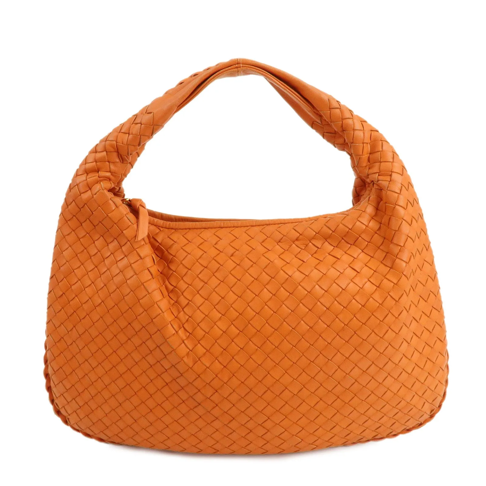 BOTTEGA VENETA Hobo Intrecciato Leather Shoulder Bag Orange 115653