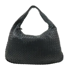 BOTTEGA VENETA Intrecciato Hobo Leather Shoulder Bag Black 115653