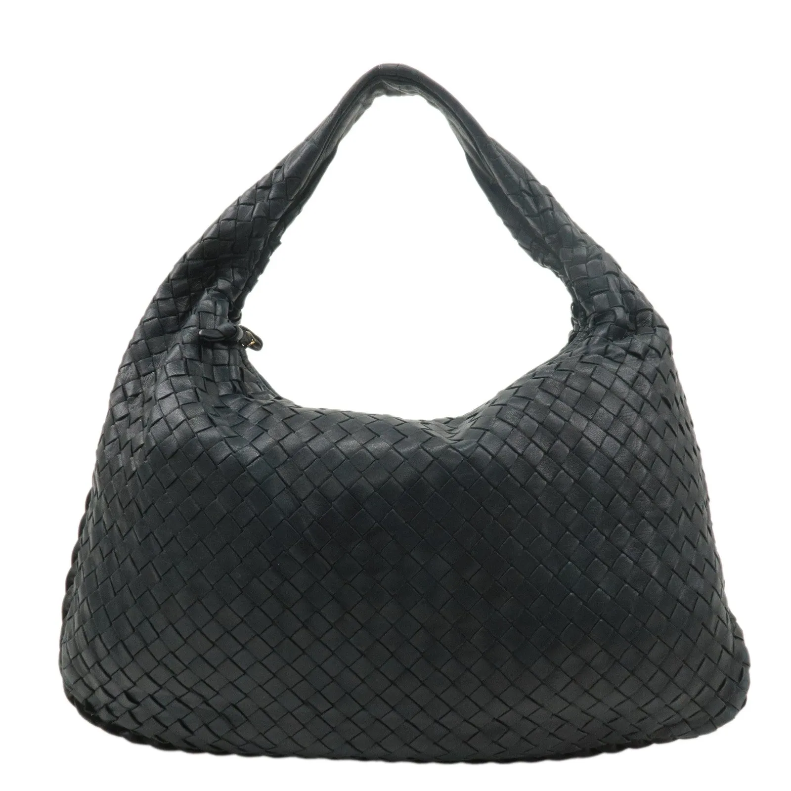 BOTTEGA VENETA Intrecciato Hobo Leather Shoulder Bag Black 115653