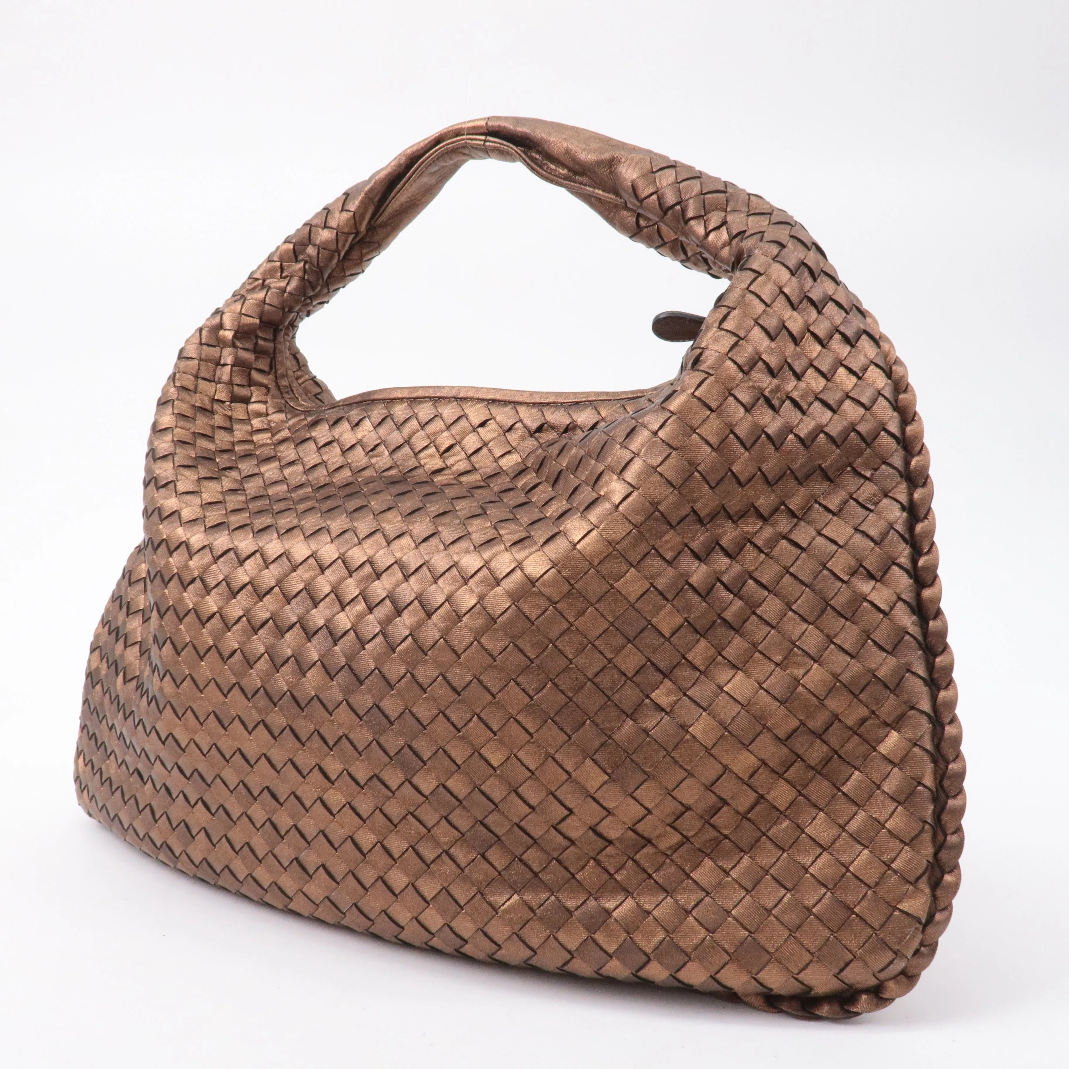 BOTTEGA VENETA Intrecciato Hobo Leather Shoulder Bag Bronze 115654