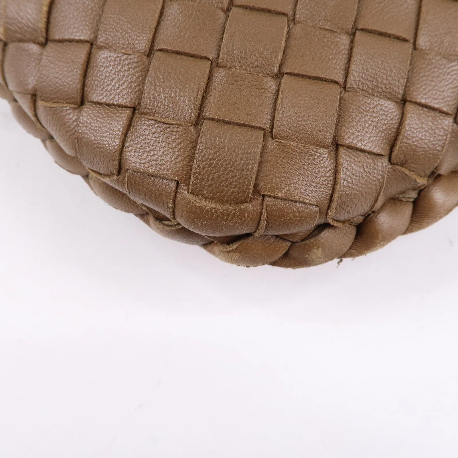 BOTTEGA VENETA Intrecciato Hobo Leather Shoulder Bag Brown 115653