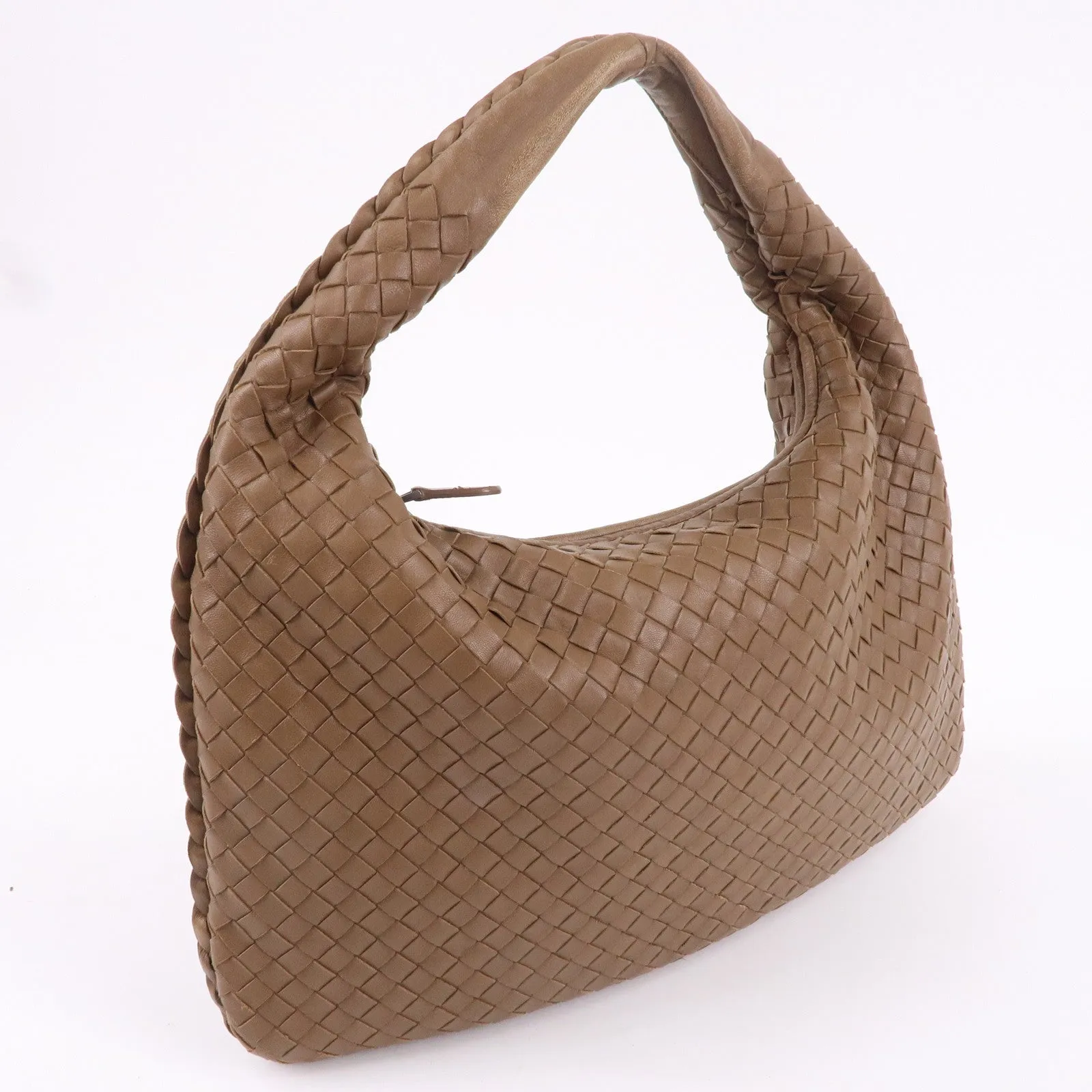 BOTTEGA VENETA Intrecciato Hobo Leather Shoulder Bag Brown 115653